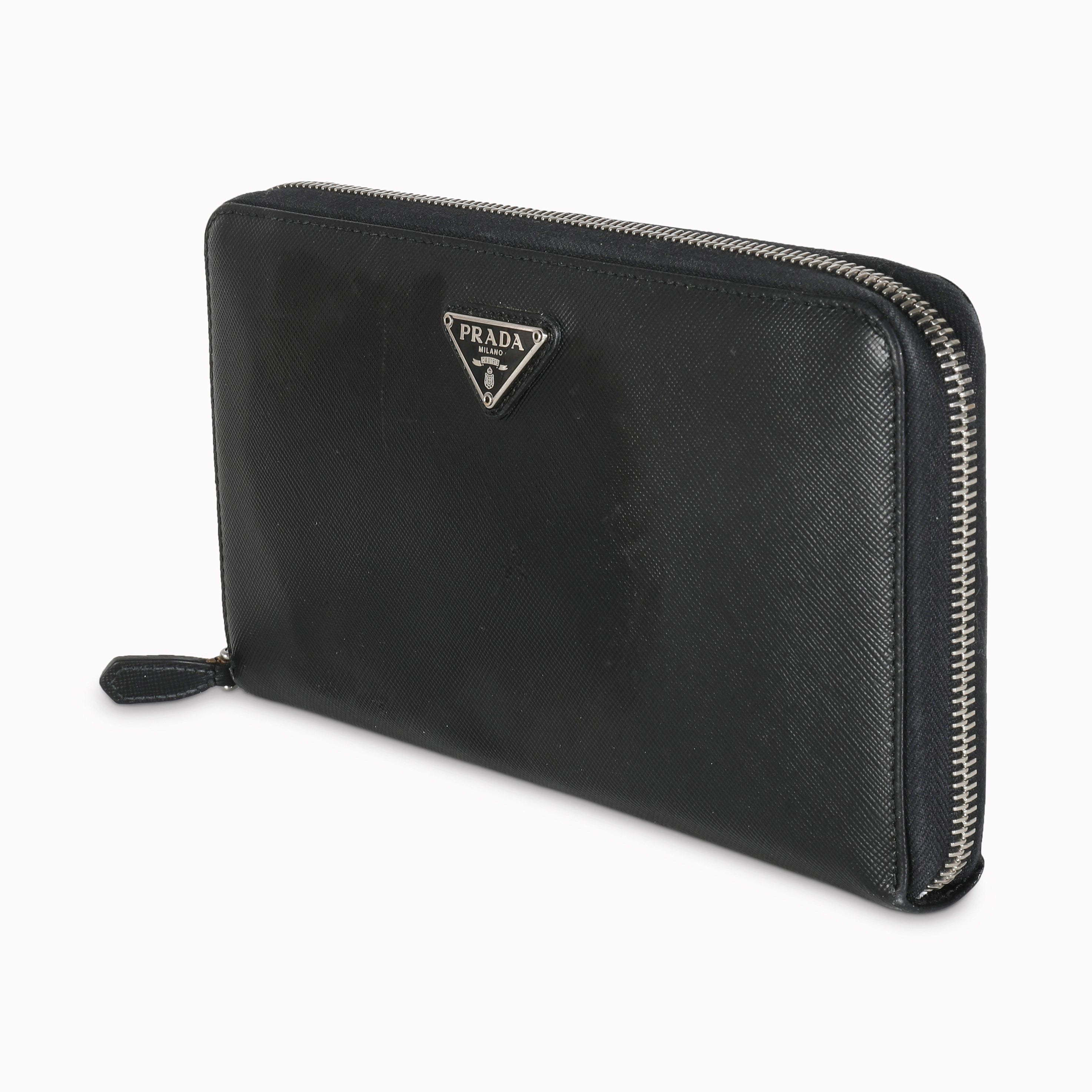 Prada Black Saffiano Large Travel Wallet