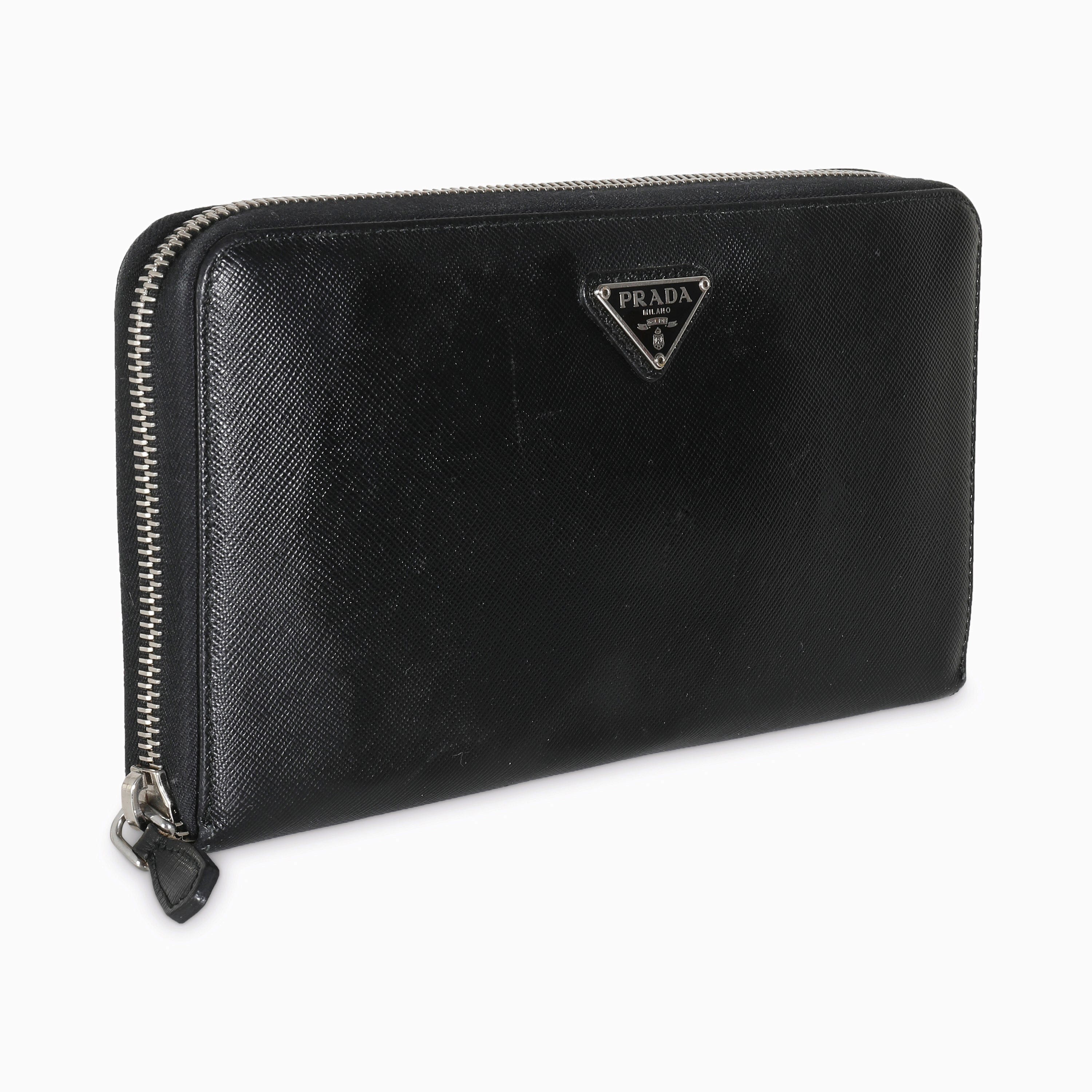 Prada Black Saffiano Large Travel Wallet