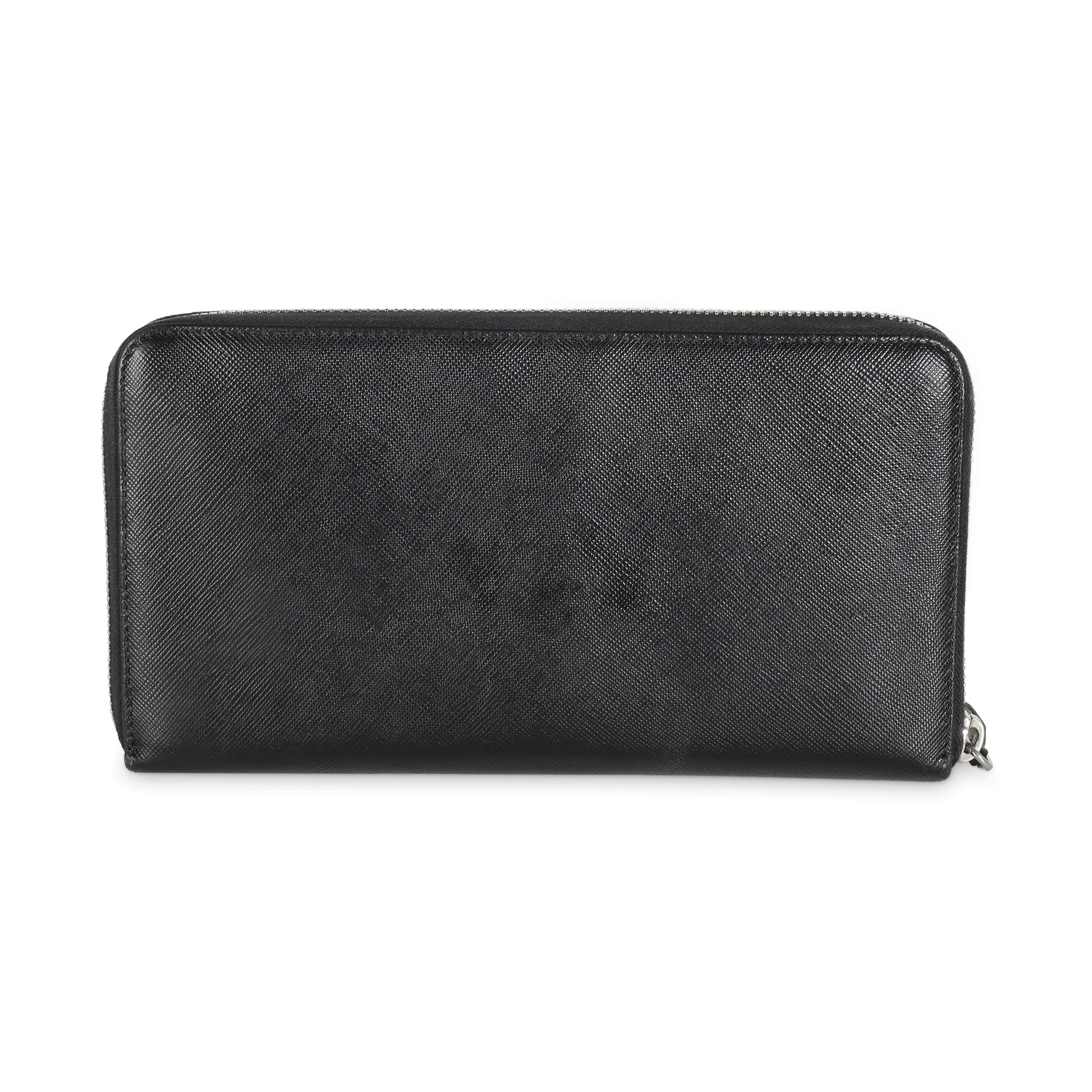 Prada Black Saffiano Large Travel Wallet