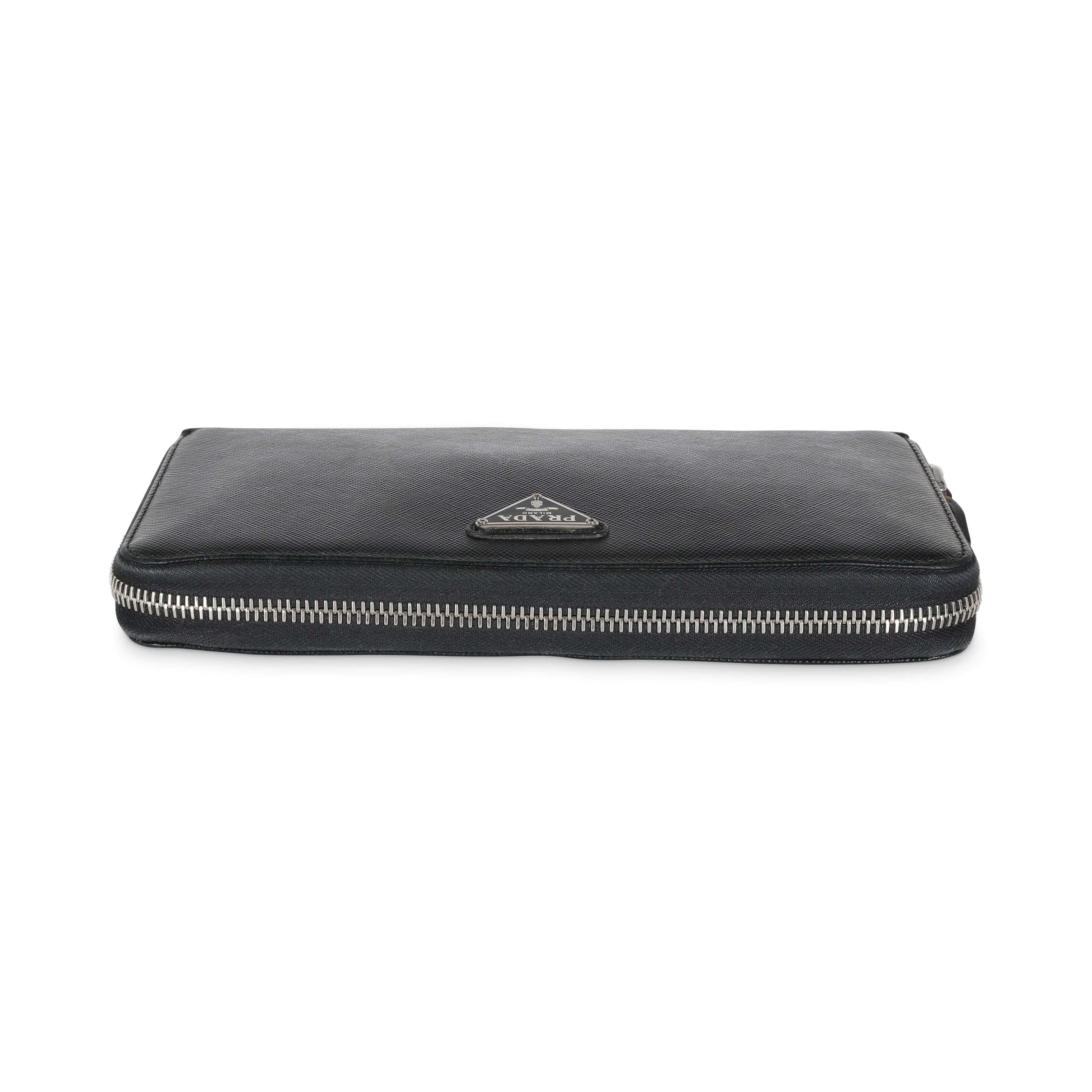 Prada Black Saffiano Large Travel Wallet