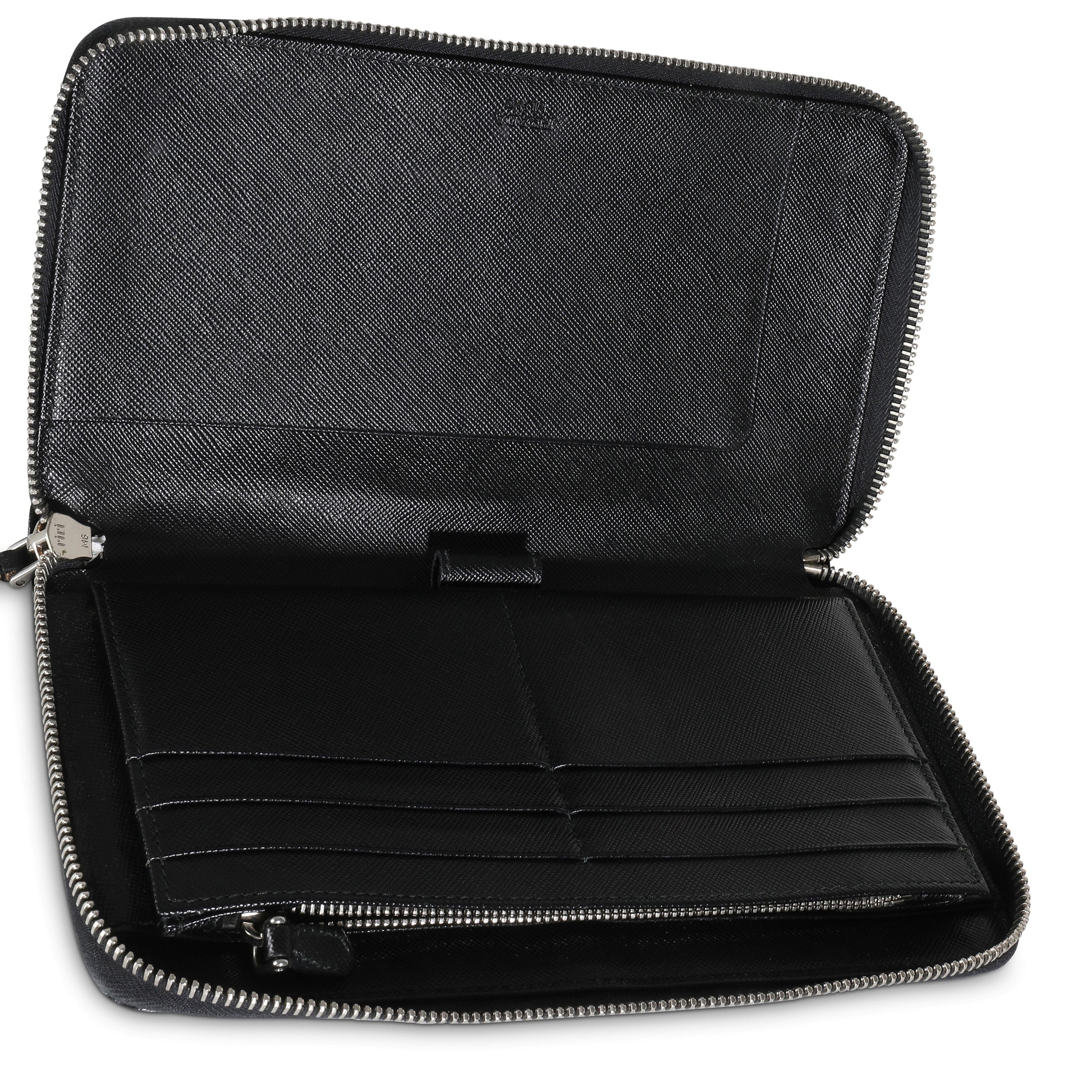 Prada Black Saffiano Large Travel Wallet