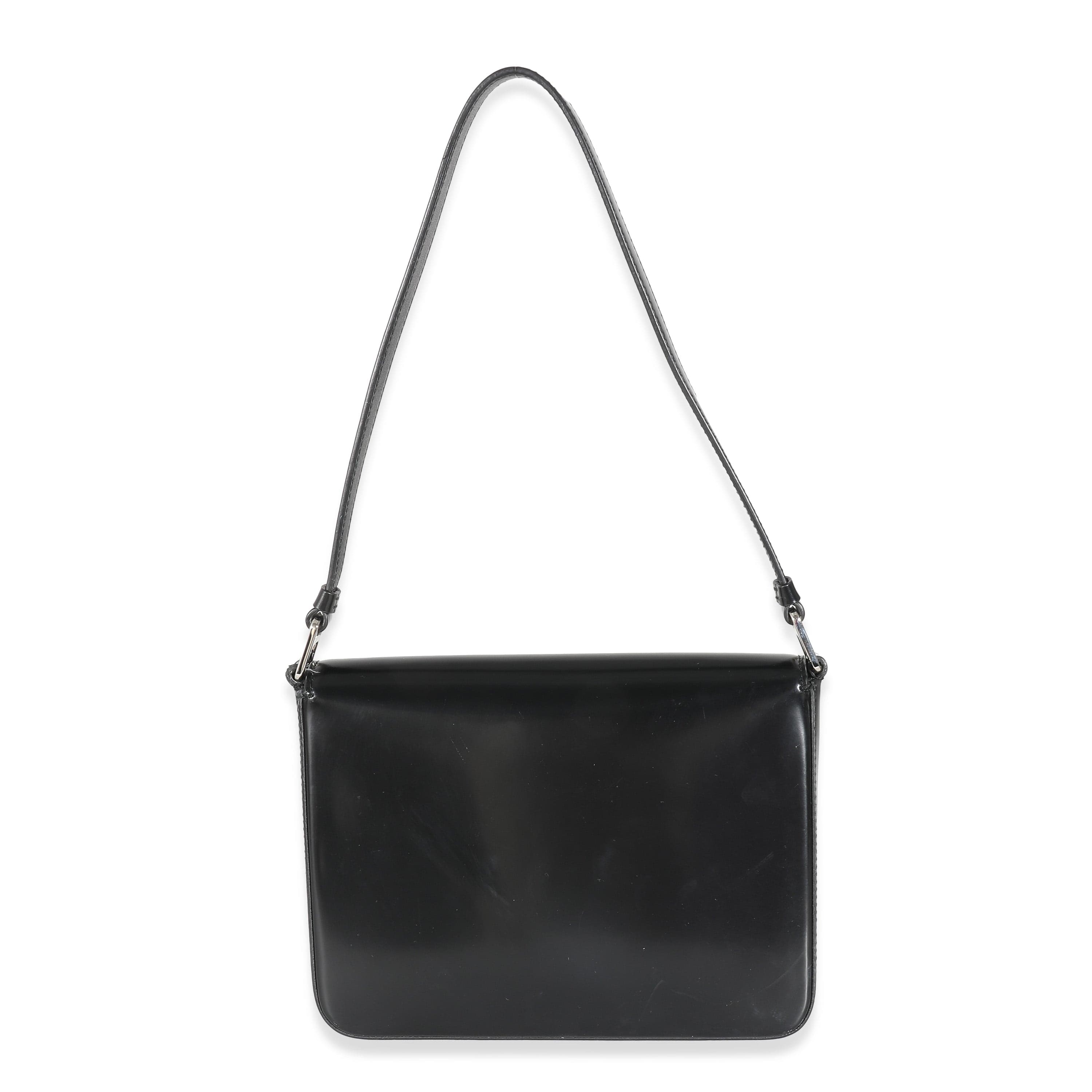 Prada Prada Black Brushed Leather Shoulder Bag