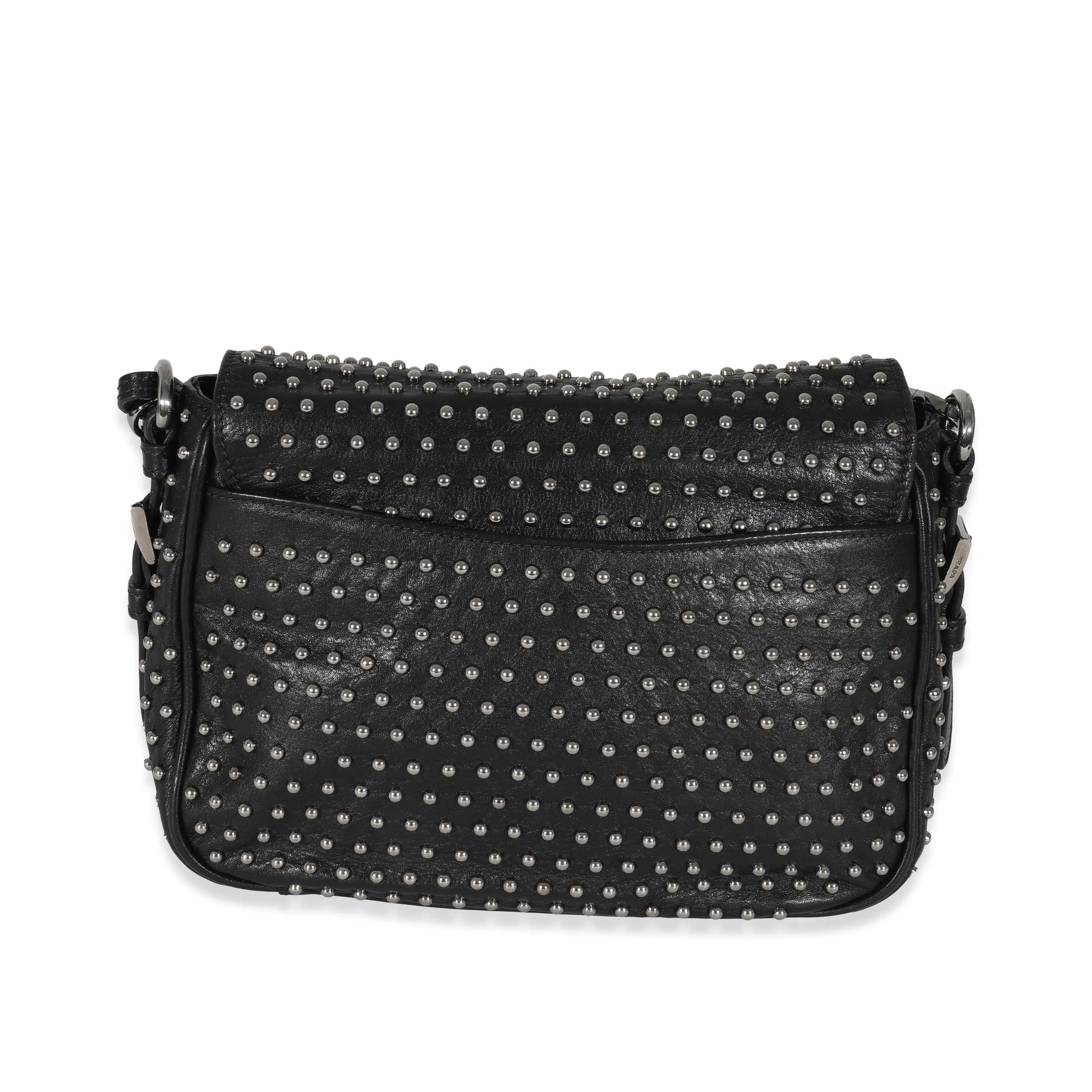 Prada Prada Black Soft Calfskin Studded Flap Bag