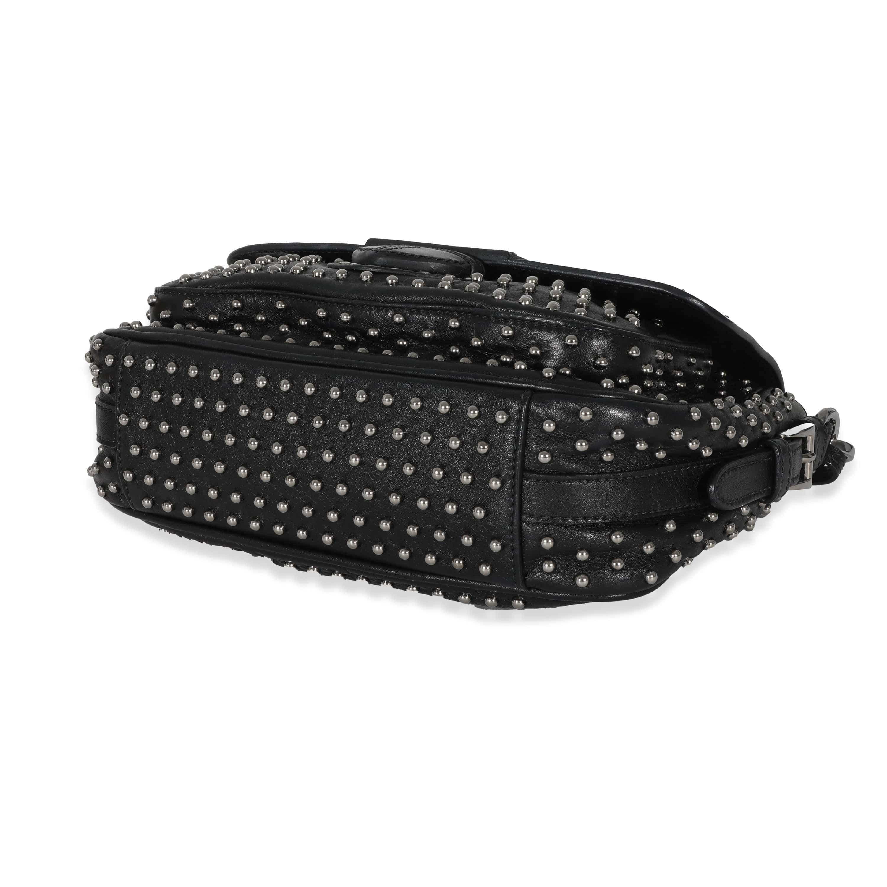 Prada Prada Black Soft Calfskin Studded Flap Bag