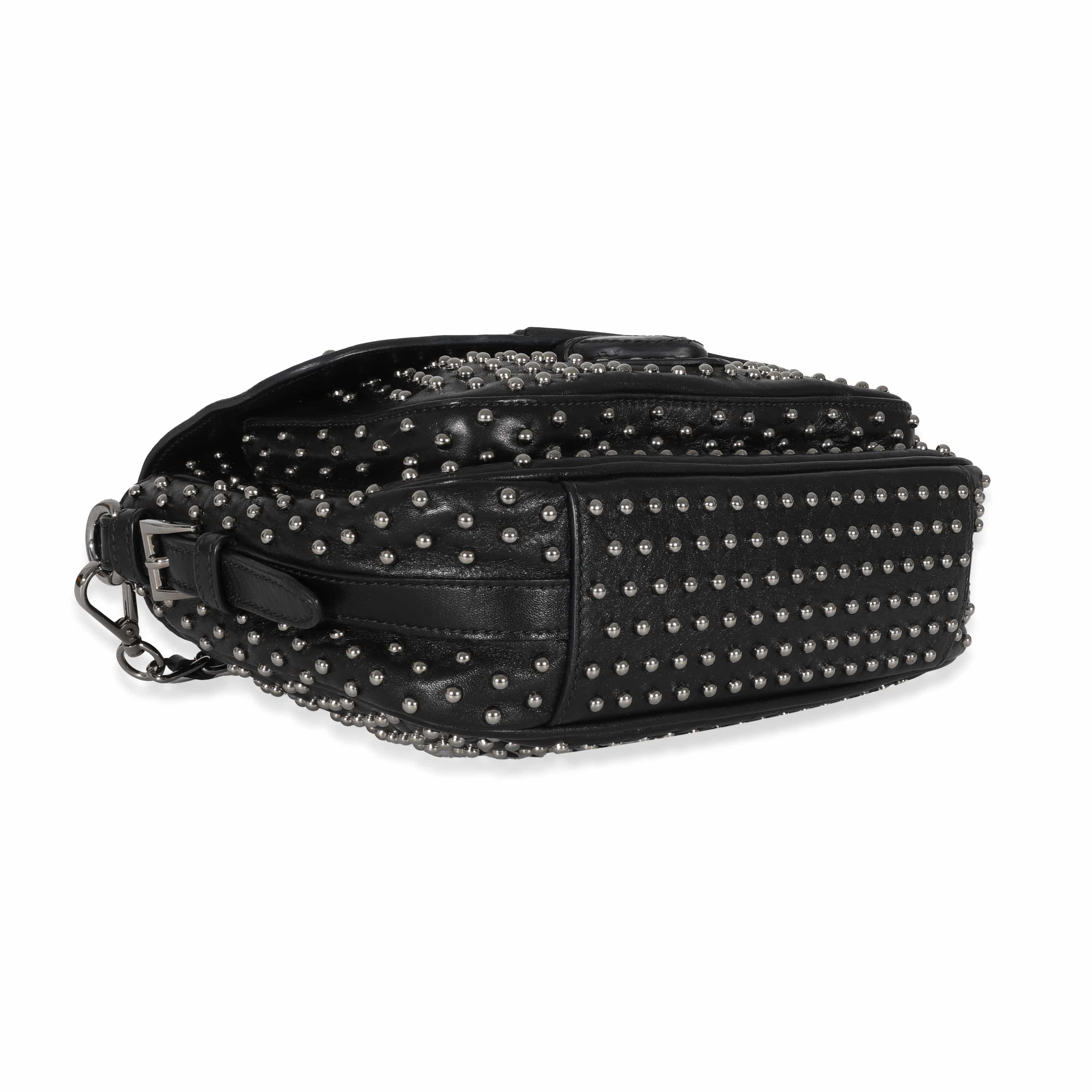 Prada Prada Black Soft Calfskin Studded Flap Bag