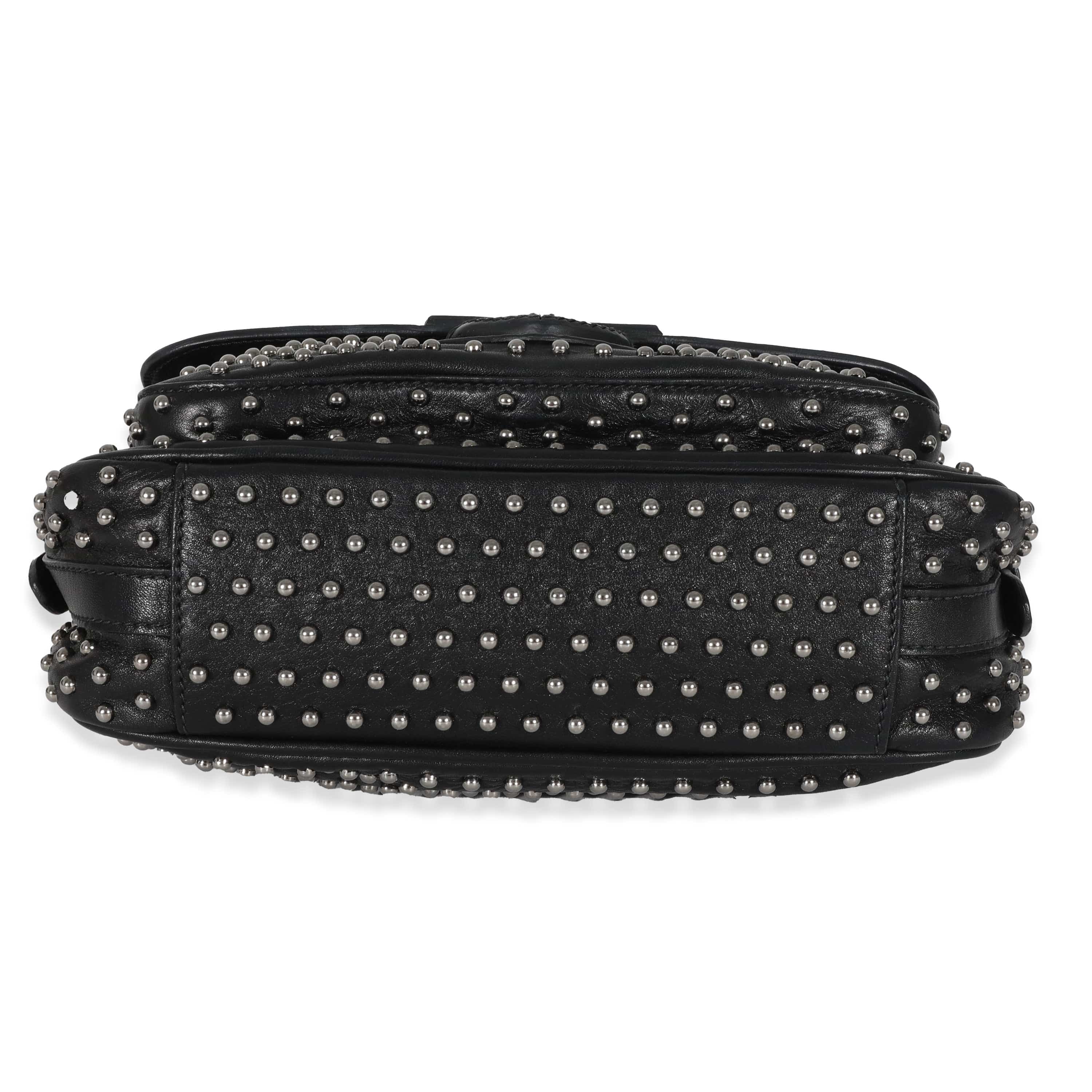 Prada Prada Black Soft Calfskin Studded Flap Bag