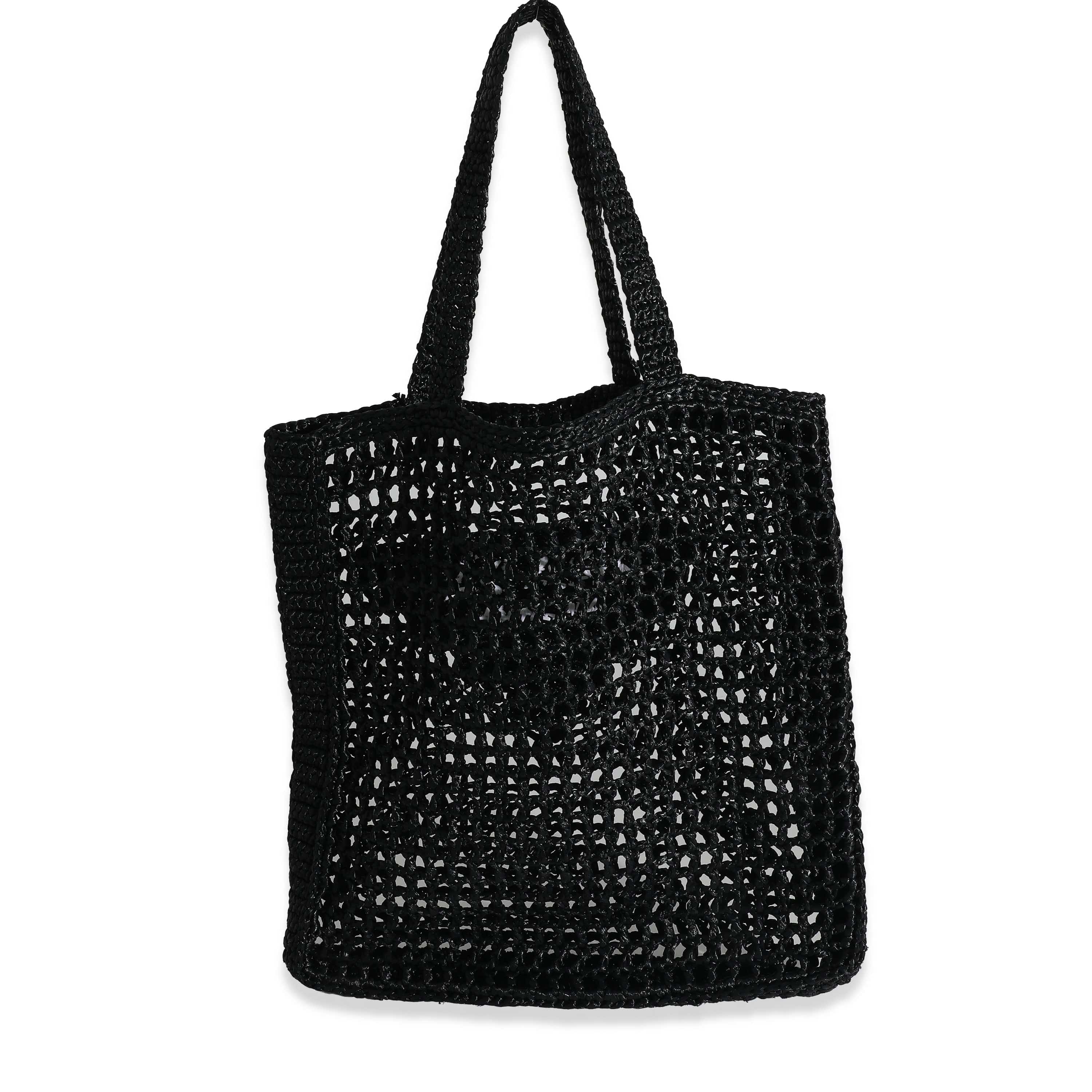 Prada Prada Natural Black Raffia Logo Tote