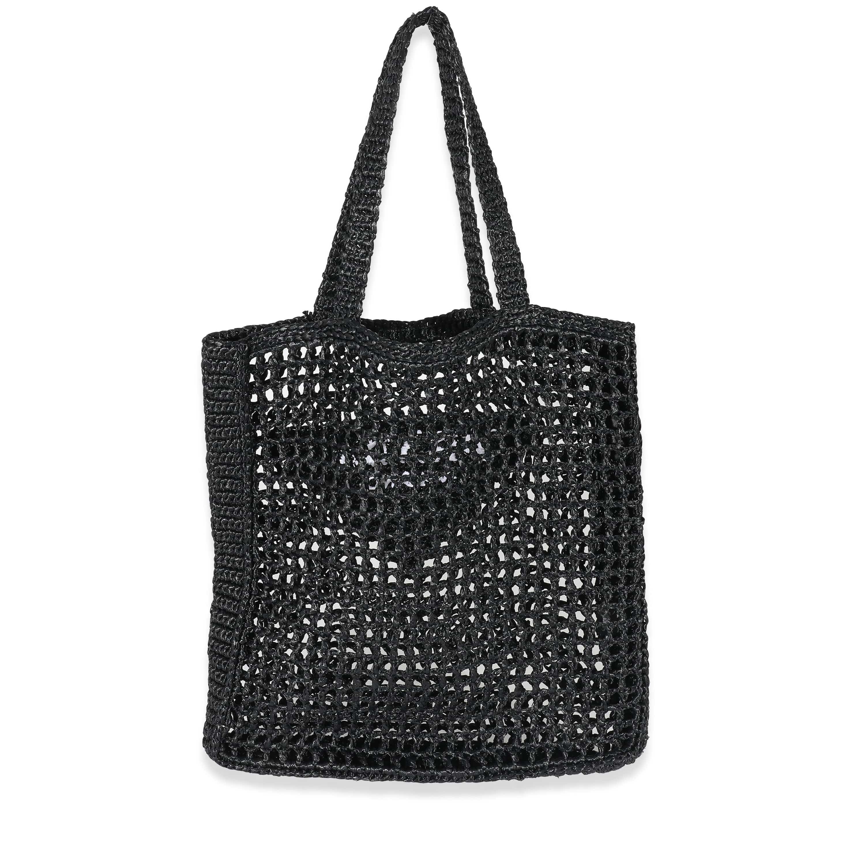 Prada Prada Natural Black Raffia Logo Tote