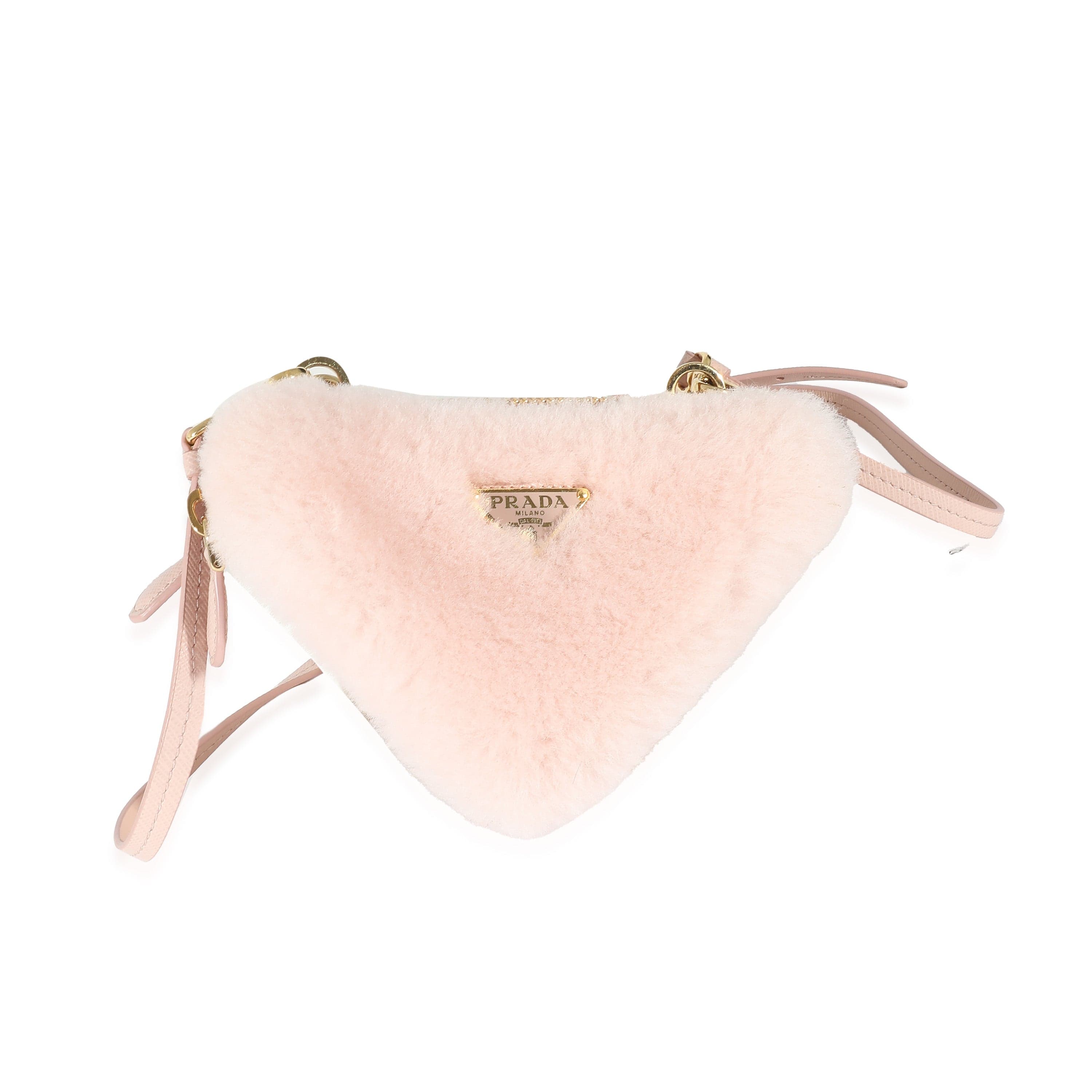 Prada Prada Orchid Pink Shearling Saffiano Mini Triangle Pouch