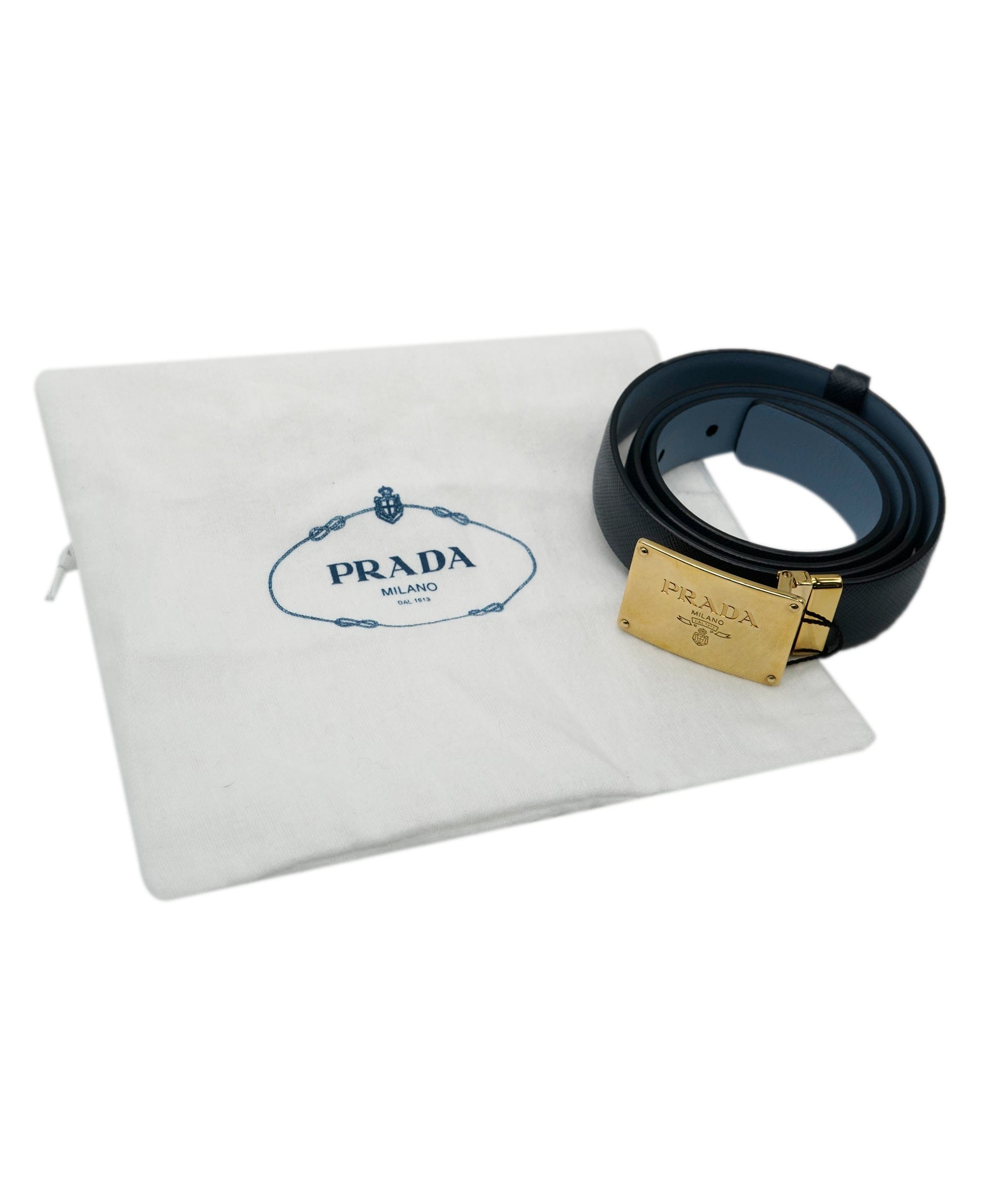 Prada Prada Navy GHW Belt Size 80 AJL0125