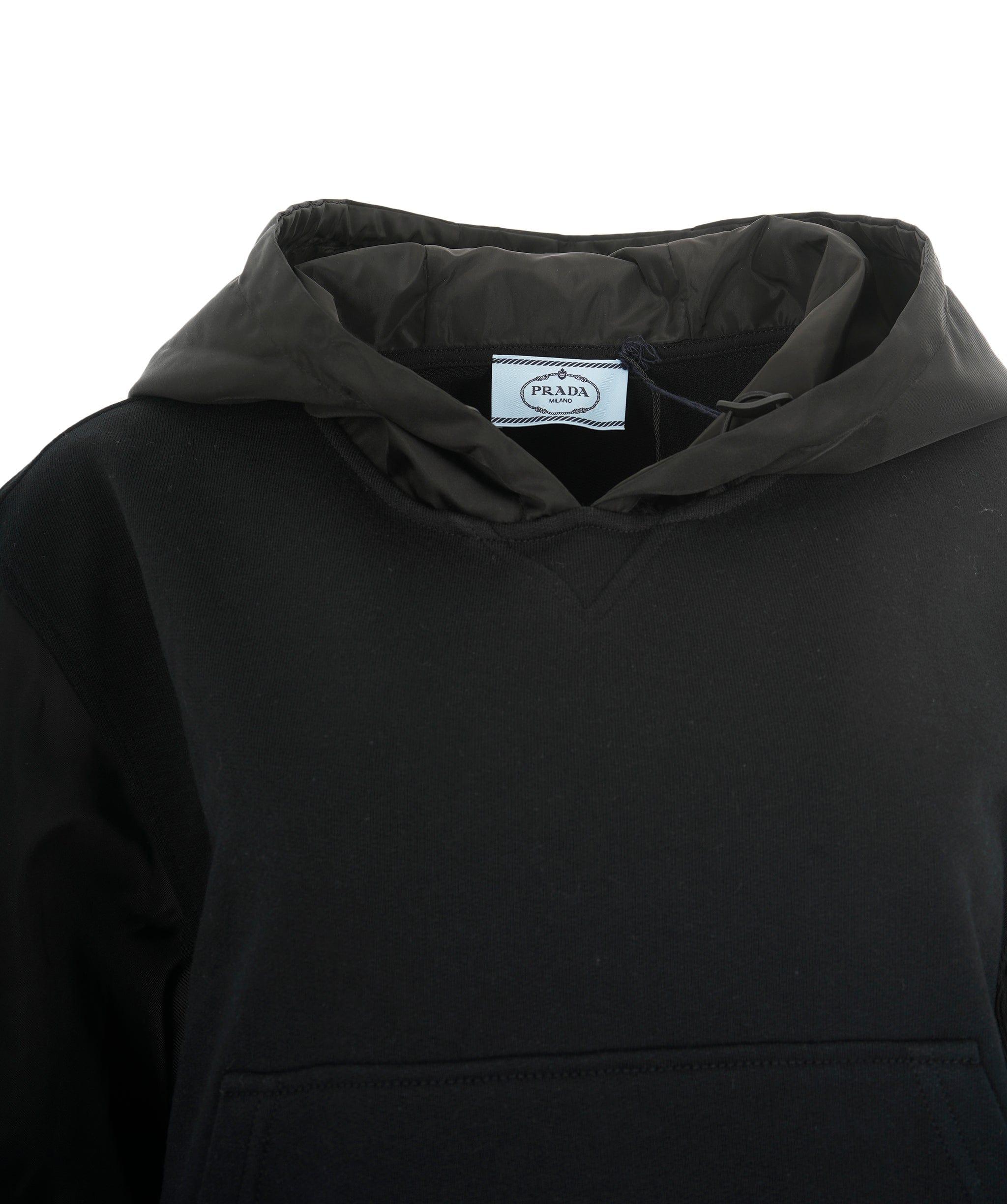 Prada Prada black cotton & nylon hoodie with triangle logo AJL0211