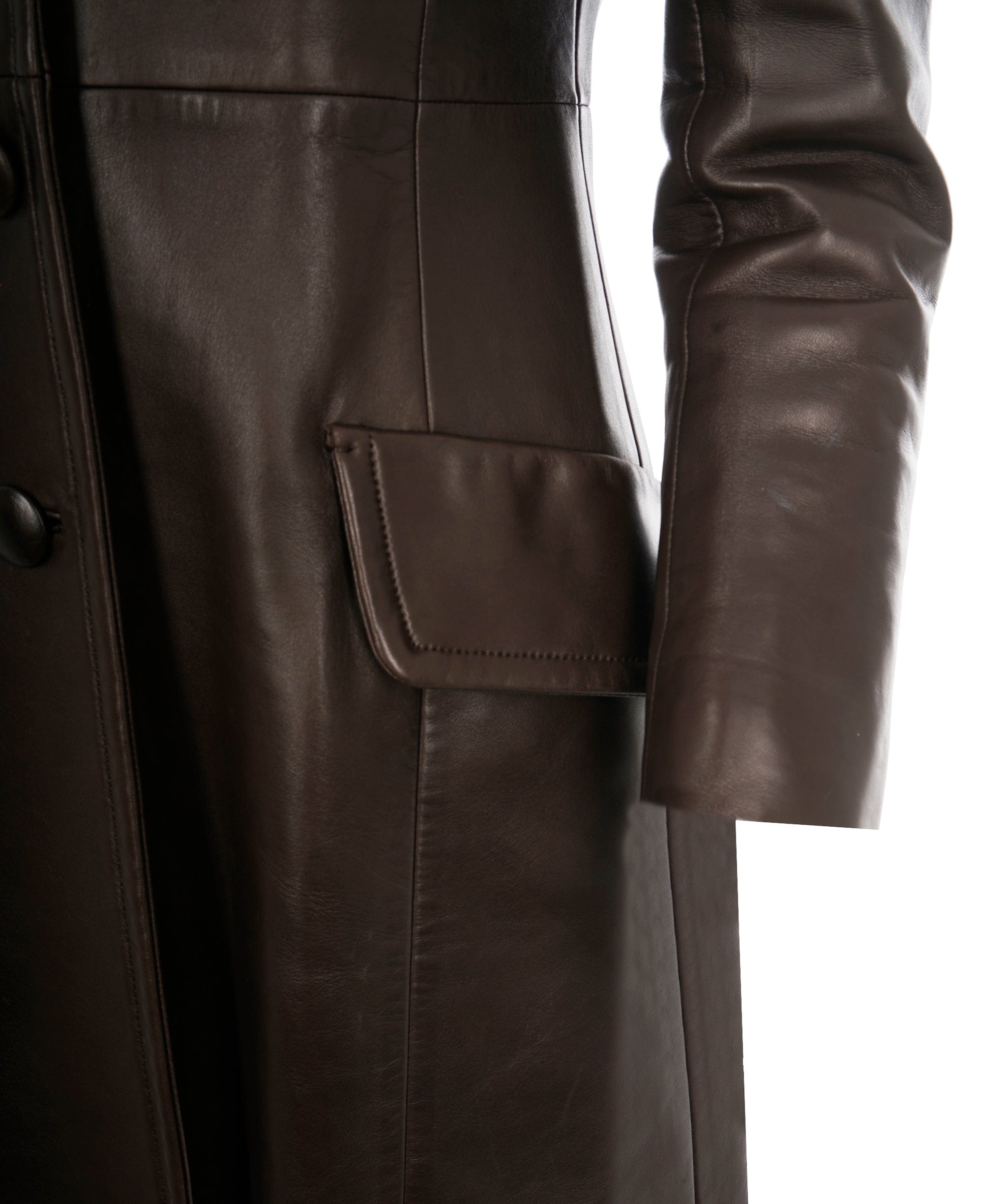 Prada Prada Brown Leather Double breasted Jacket  ALL0548