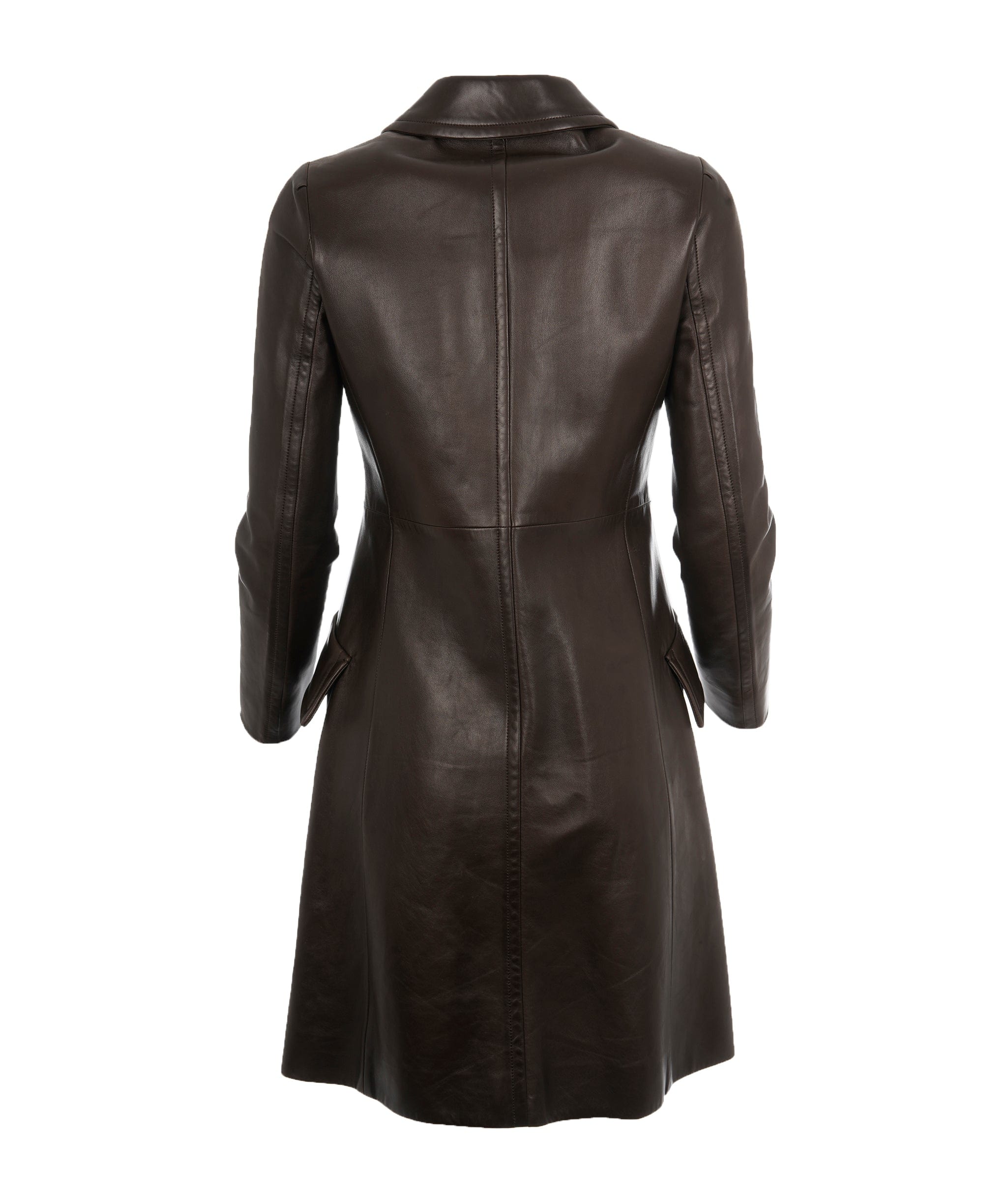 Prada Prada Brown Leather Double breasted Jacket  ALL0548