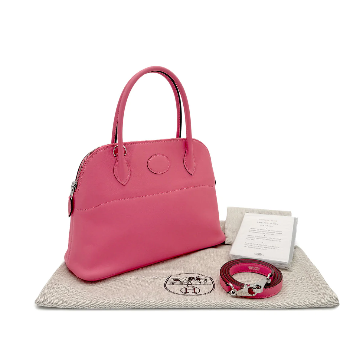 PURPOSE HERMES BOLIDE 27 ROSE AZALEE VEAU SWIFT HAND SHOULDER BAG D 90294140