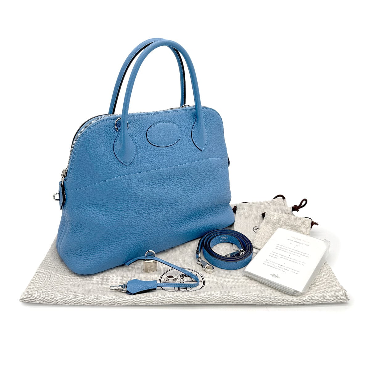 PURPOSE HERMES BOLIDE 31 BLUE PARADISE TAURILLON CLEMENCE HAND SHOULDER BAG T 90306842