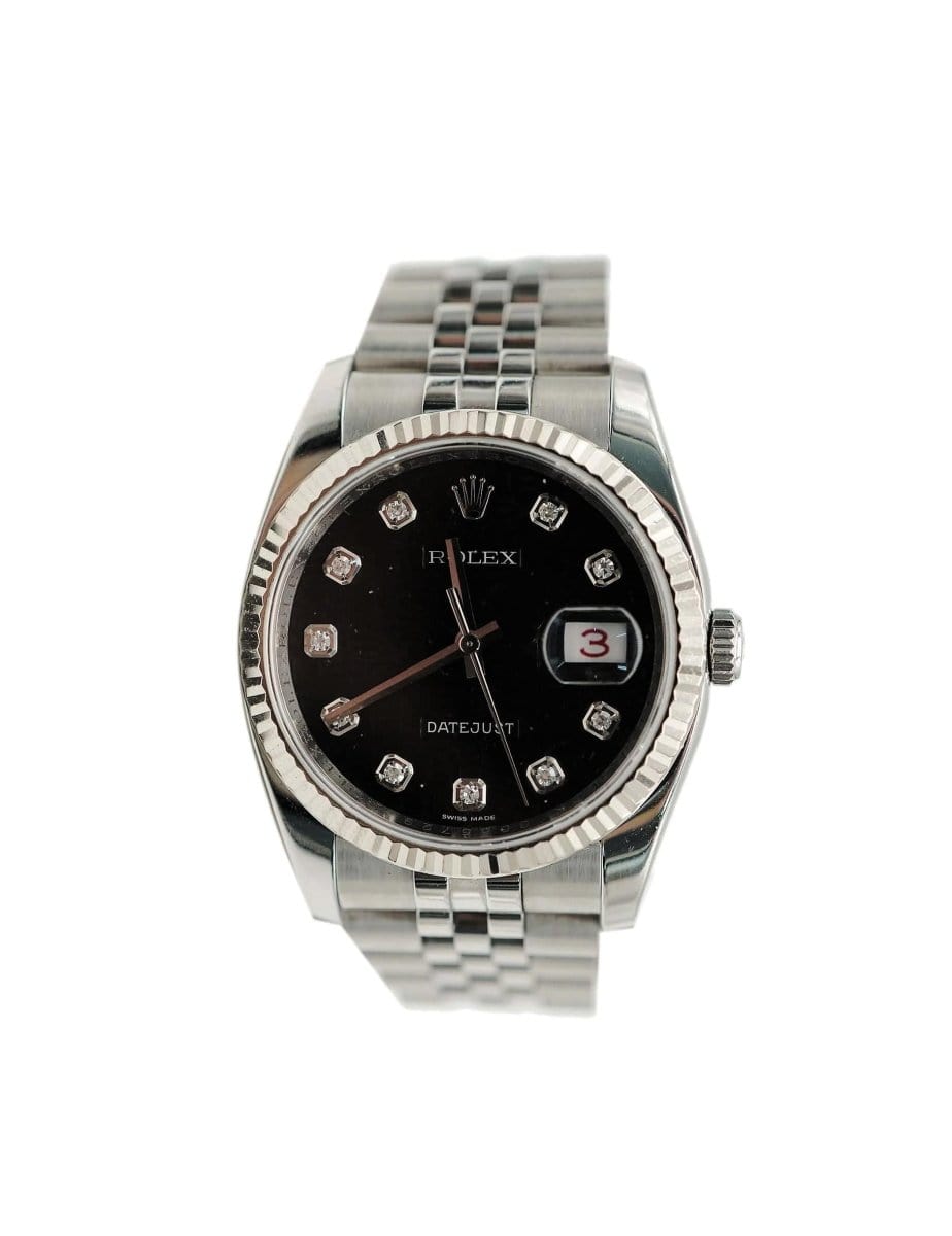 116234, Year 2006, Rolex Datejust Diamond Black Jubilee Dial box and papers AGC1488