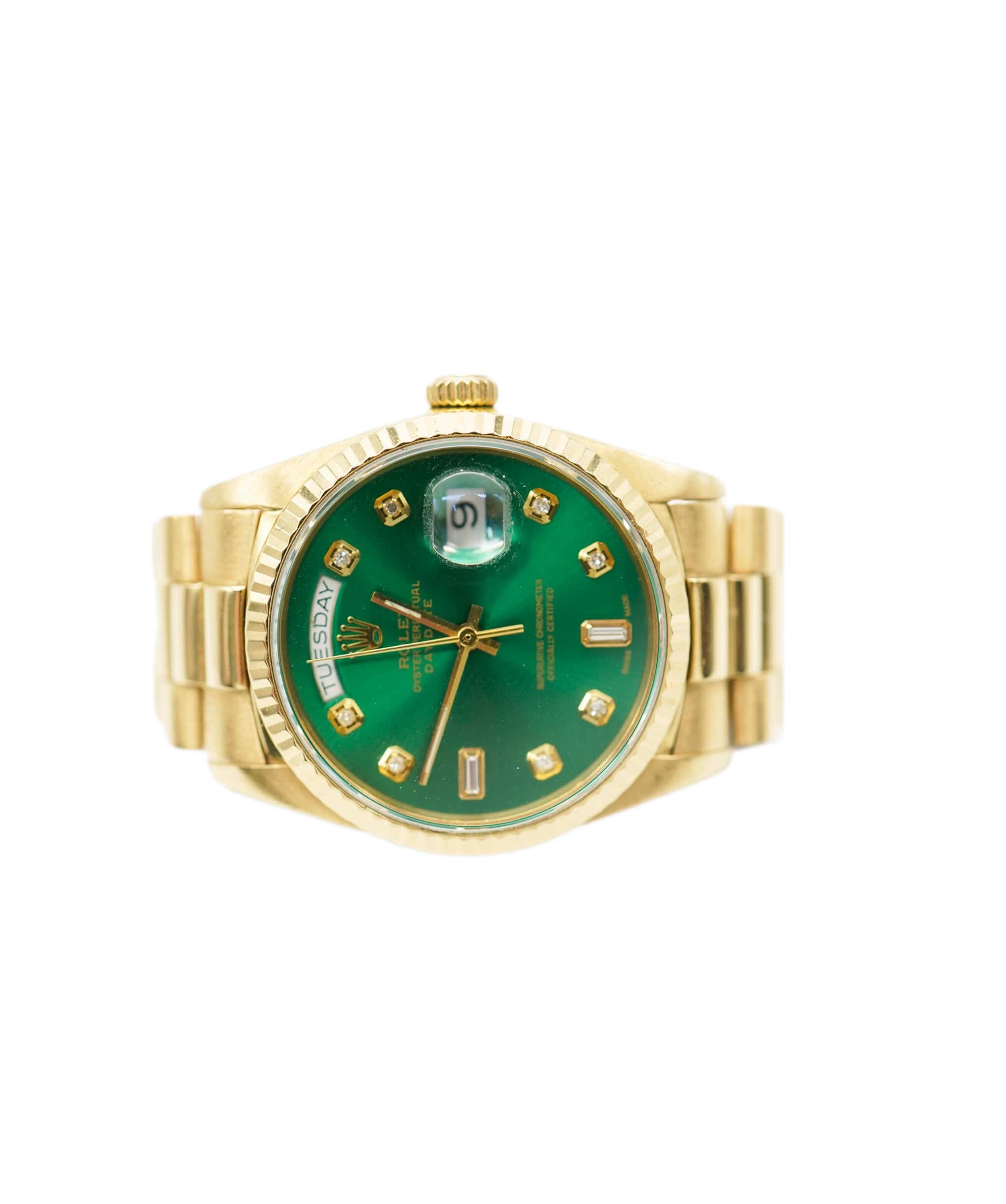 Rolex Rolex gold watch with green face - comes with box - AJC0697