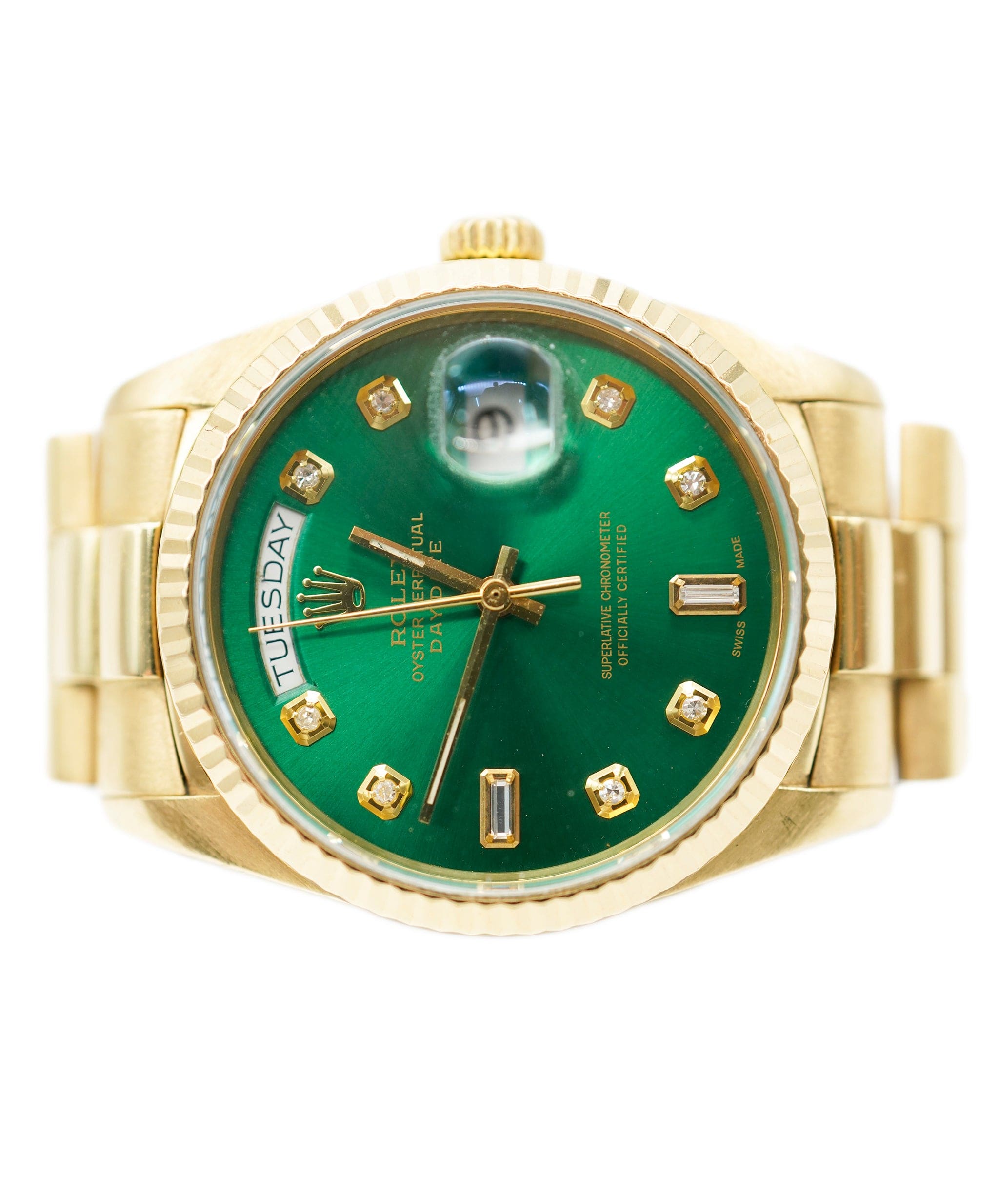 Rolex Rolex gold watch with green face - comes with box - AJC0697