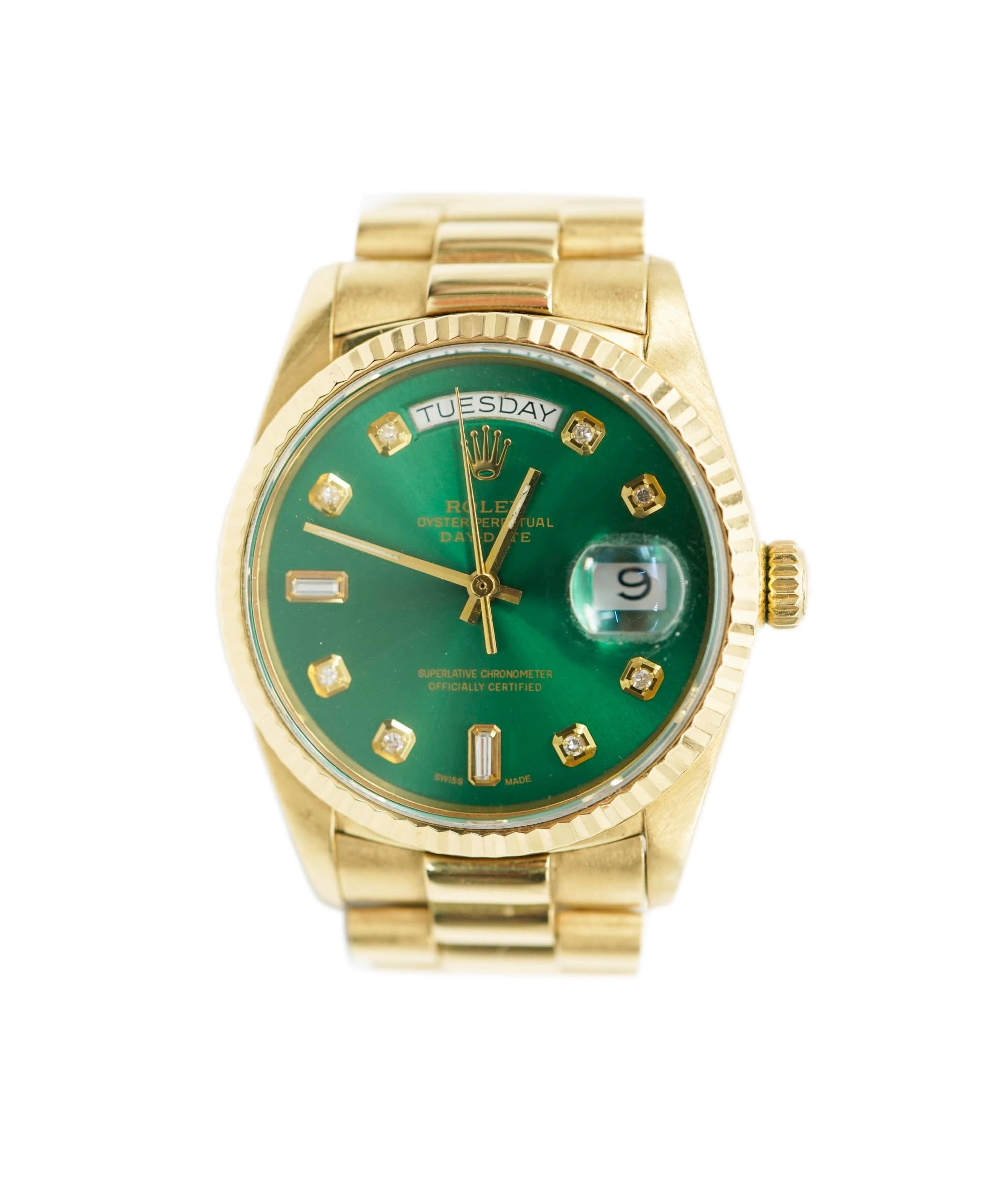 Rolex Rolex gold watch with green face - comes with box - AJC0697