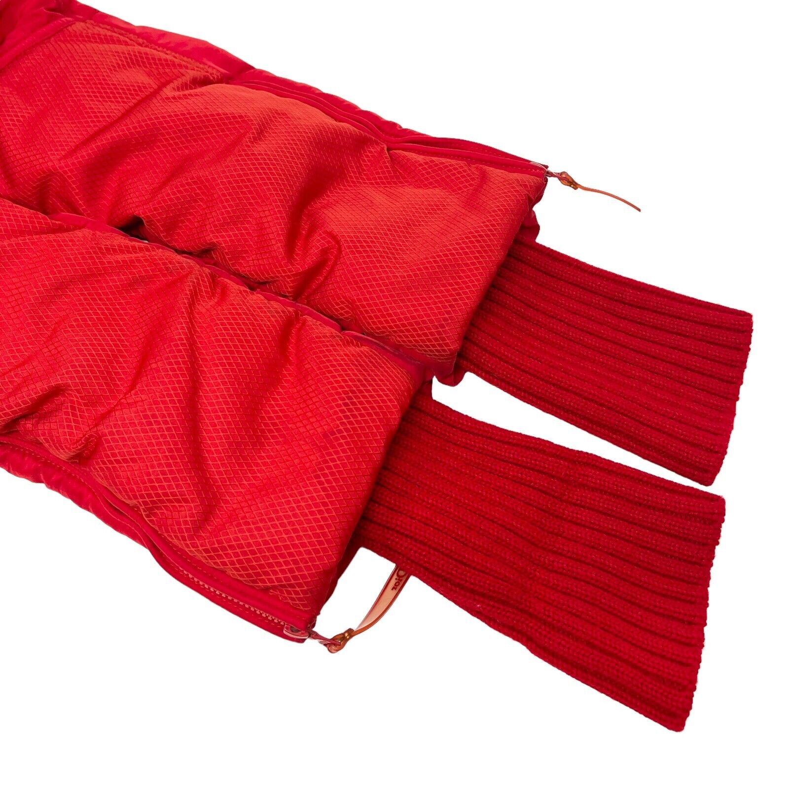 Christian Dior Vintage Logo Puffer Jacket Pants Set #38 Zip Button Red