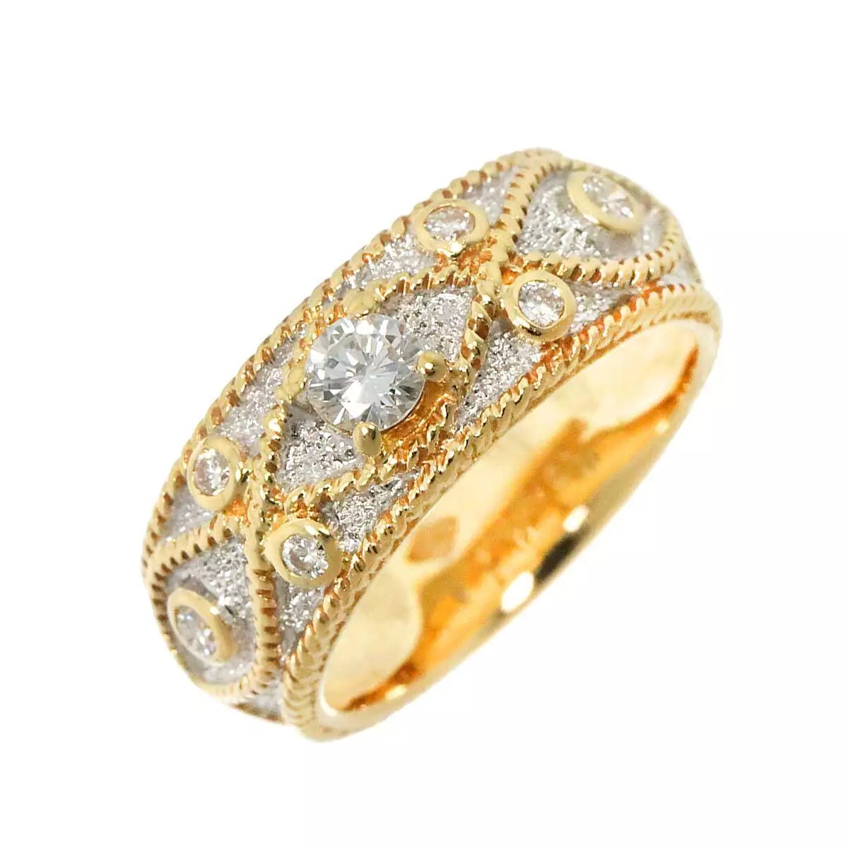 Diamond 0.20ct/0.14ct Ring 18K YG Yellow Gold 750 5-5.25(US) 90247035