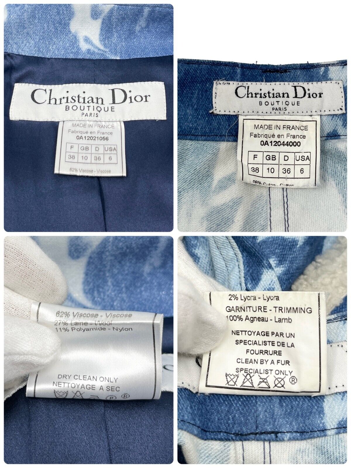 Christian Dior Vintage 2000 Galliano Jacket Pants Set #38 Tie-Dye Blue