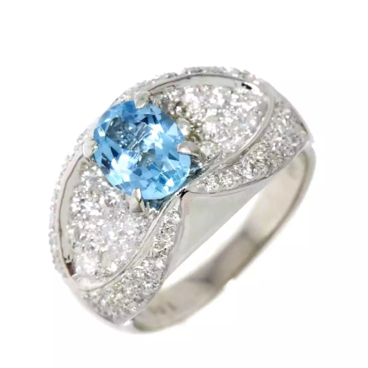 Aquamarine 1.06ct Diamond 0.98ct Ring Pt Platinum size6(US) 90229728