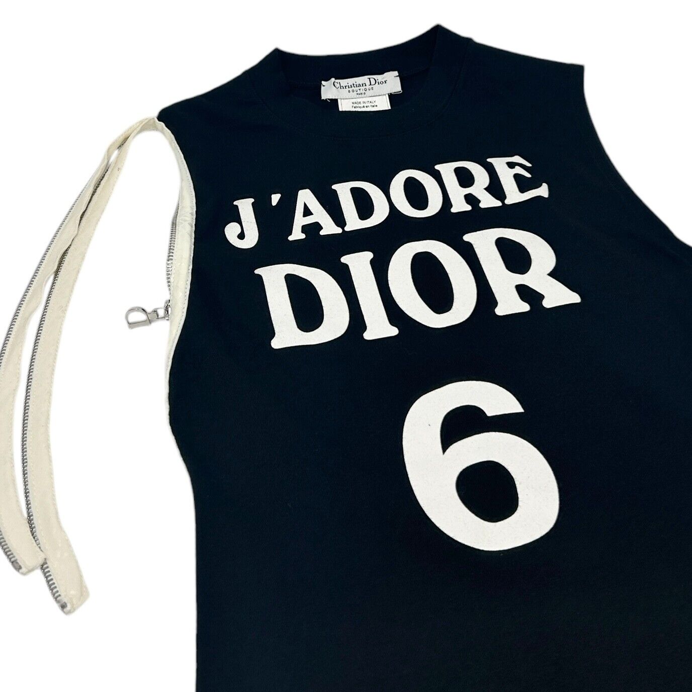 Christian Dior Vintage 2001 J'ADORE Logo Tank Top #40 Zip Black Cotton