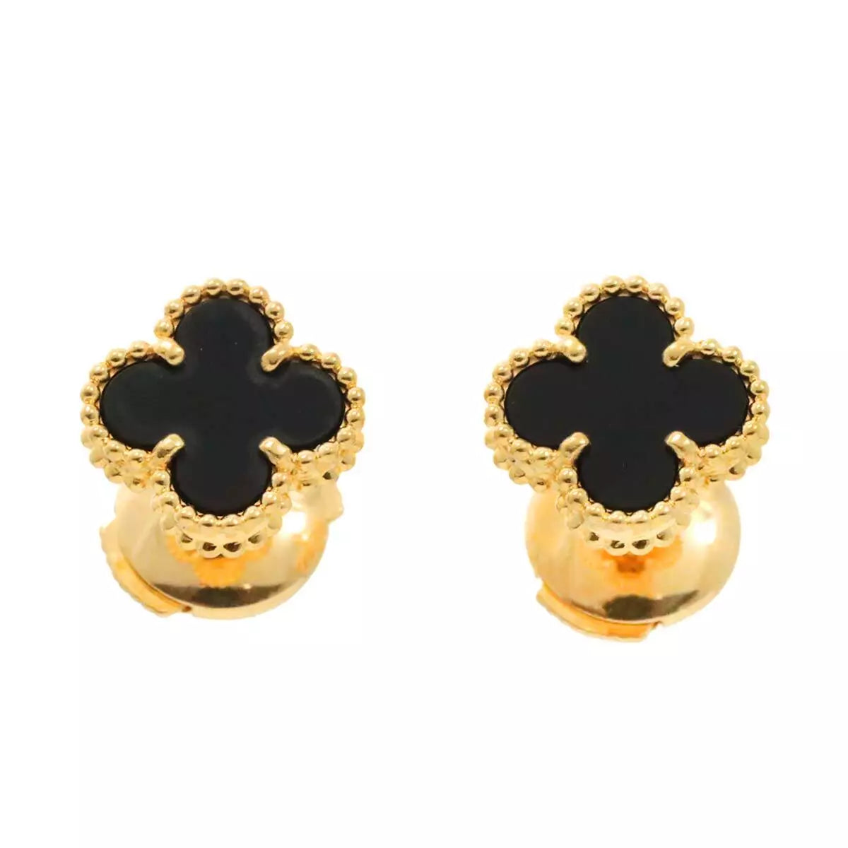 Van Cleef Arpels Sweet Alhambra Onyx Earrings Pierced 18K YG 750 90250994