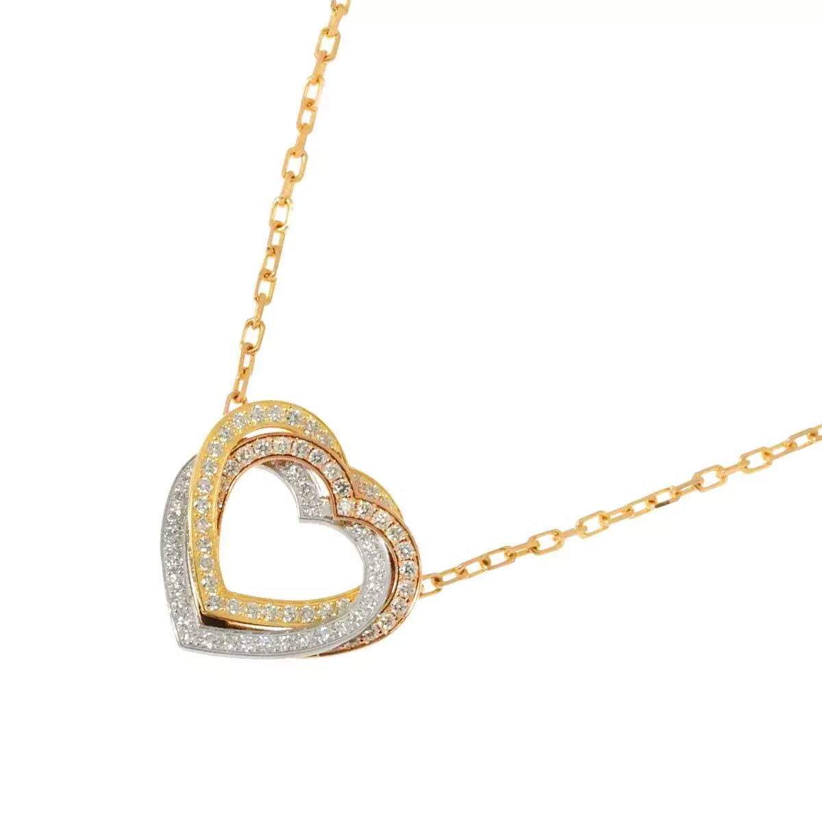 Cartier Trinity Diamond Heart Necklace 18K YG WG PG 750 90252787