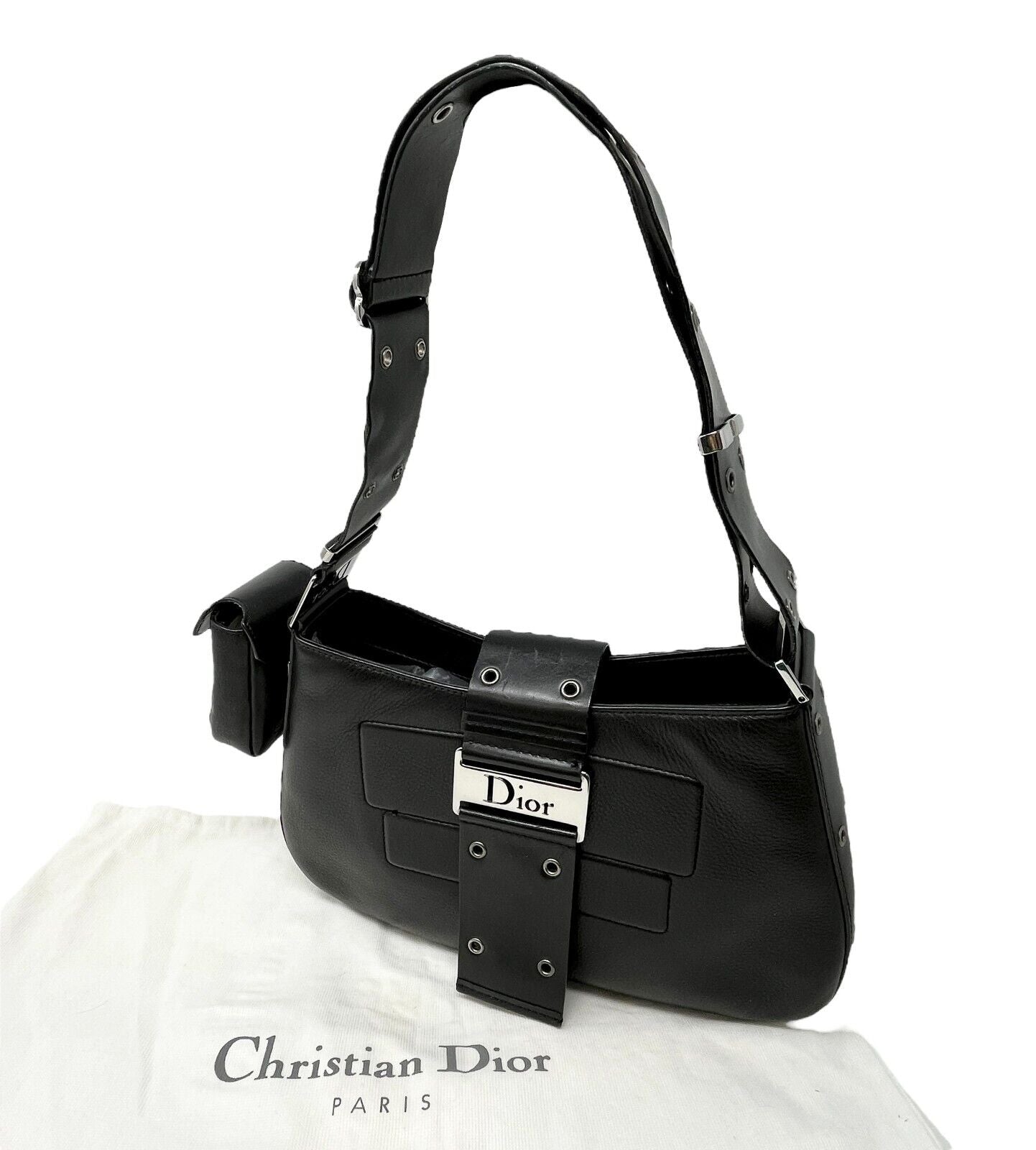 Christian Dior Vintage 2002 CD Logo Street Chic Shoulder Bag Black