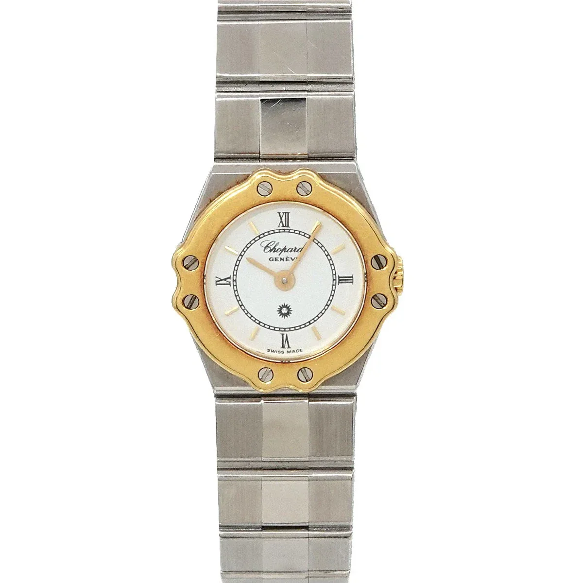 Chopard St. Moritz 25/8074-15 YG Quartz White Dial Ladies Watch 90317690