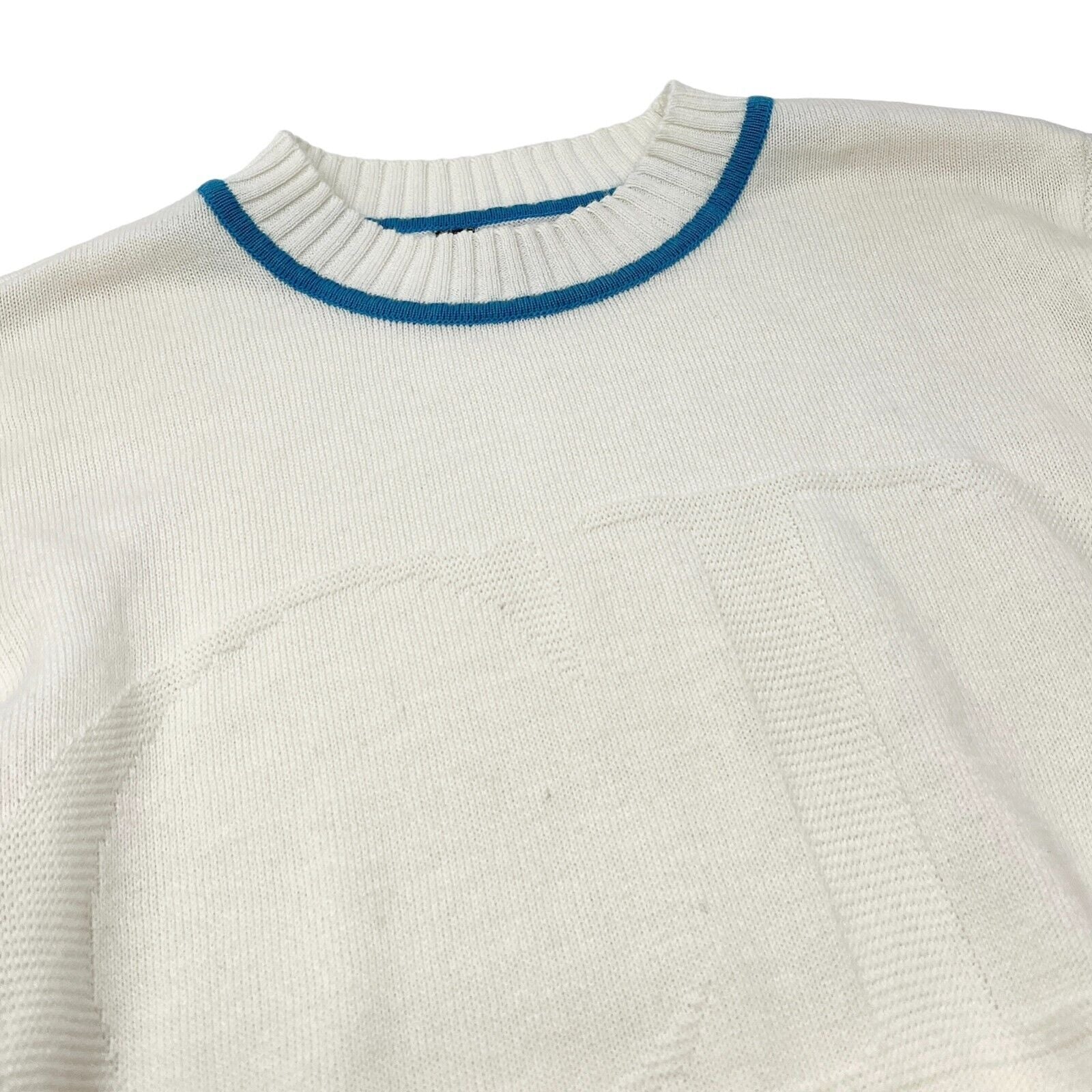 Christian Dior Sport Vintage Big Logo Knit Top #L Pullover White Cotton