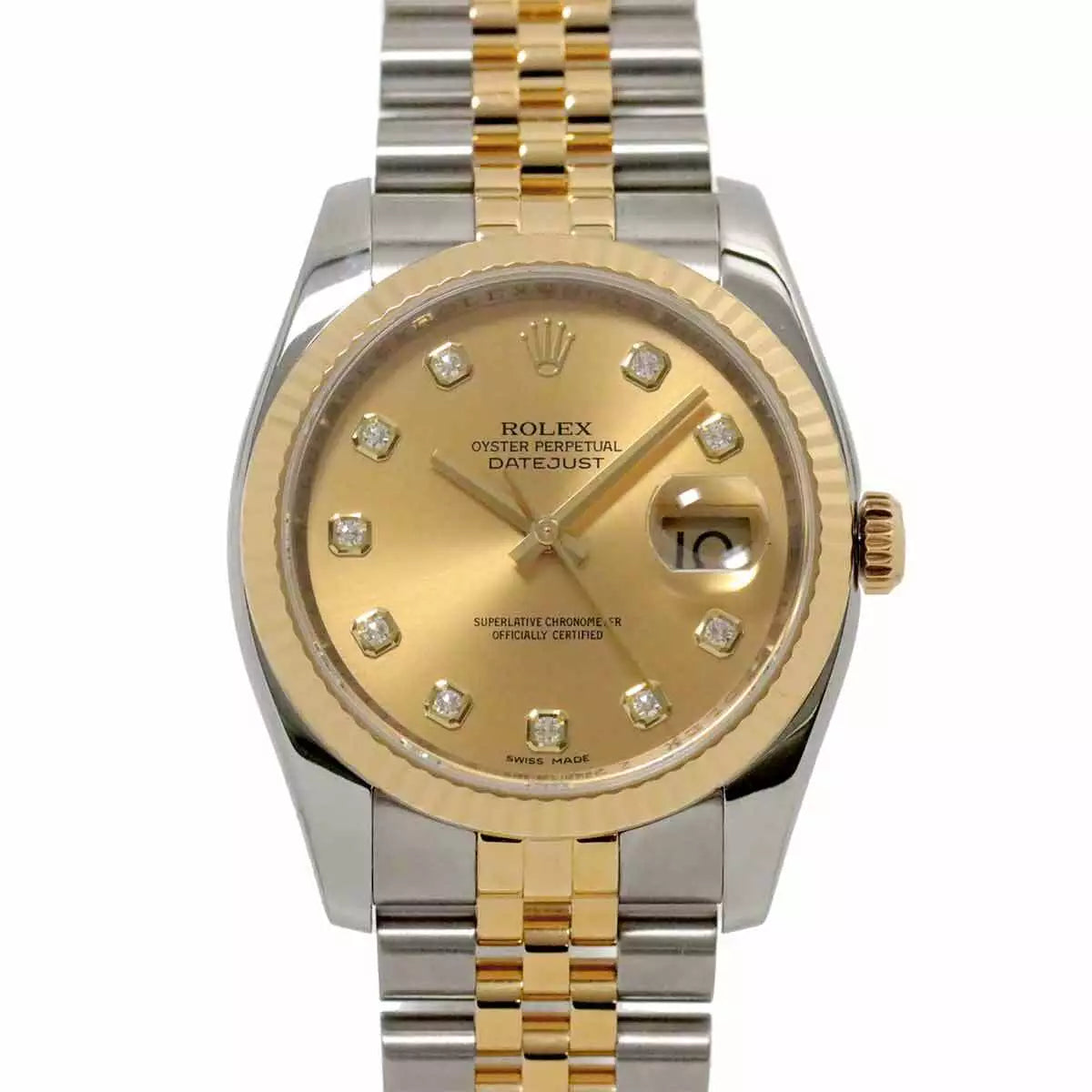 ROLEX Datejust 116233G Serial Z YG 10P Diamond Gold Dial Mens 90241031