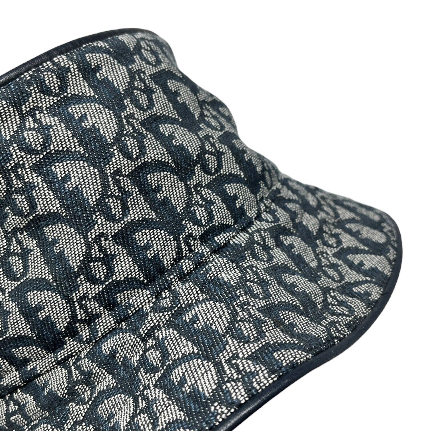 Christian Dior Vintage Trotter Monogram Bucket Hat #57 Dark Blue Cotton