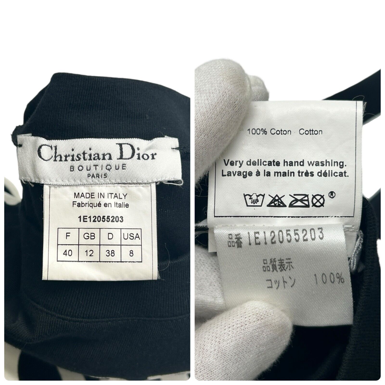 Christian Dior Vintage 2001 J'ADORE Logo Tank Top #40 Zip Black Cotton