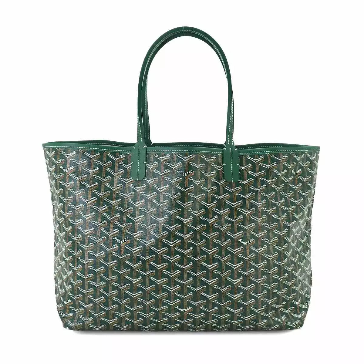 GOYARD Saint Louis PM Tote Bag PVC Leather Green Herringbone Unisex 90253273