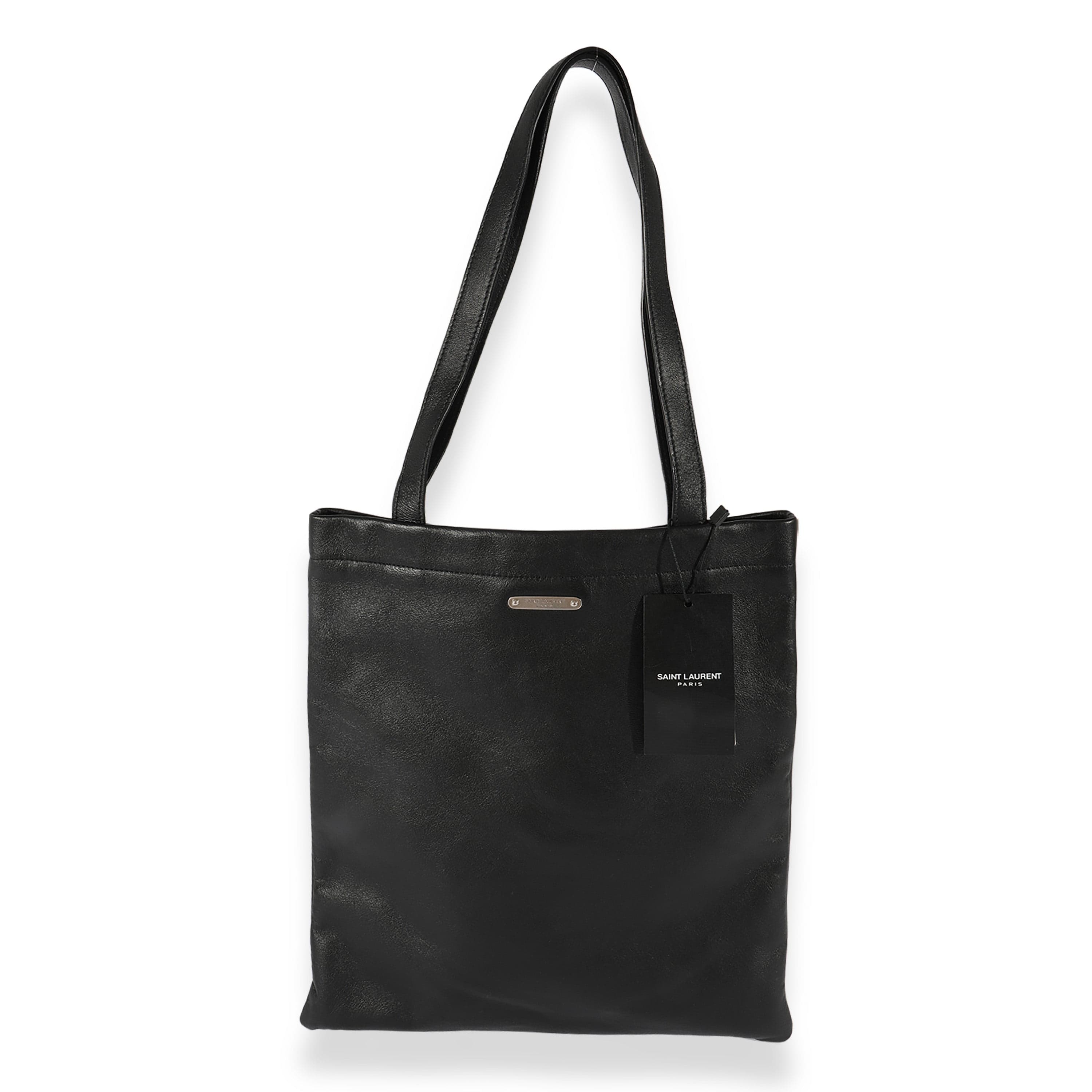 Saint Laurent Saint Laurent Black Calfskin Flat Shopping Tote