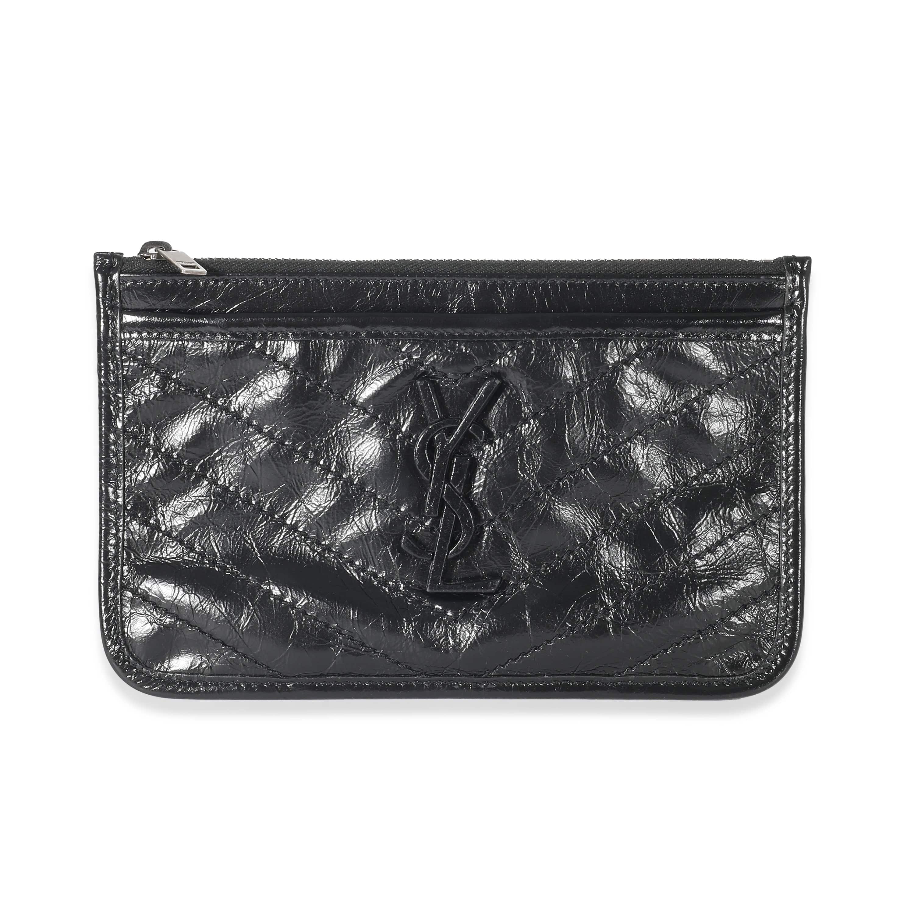 Saint Laurent Saint Laurent Black Crinkled Calfskin Matelasse Niki Bill Pouch