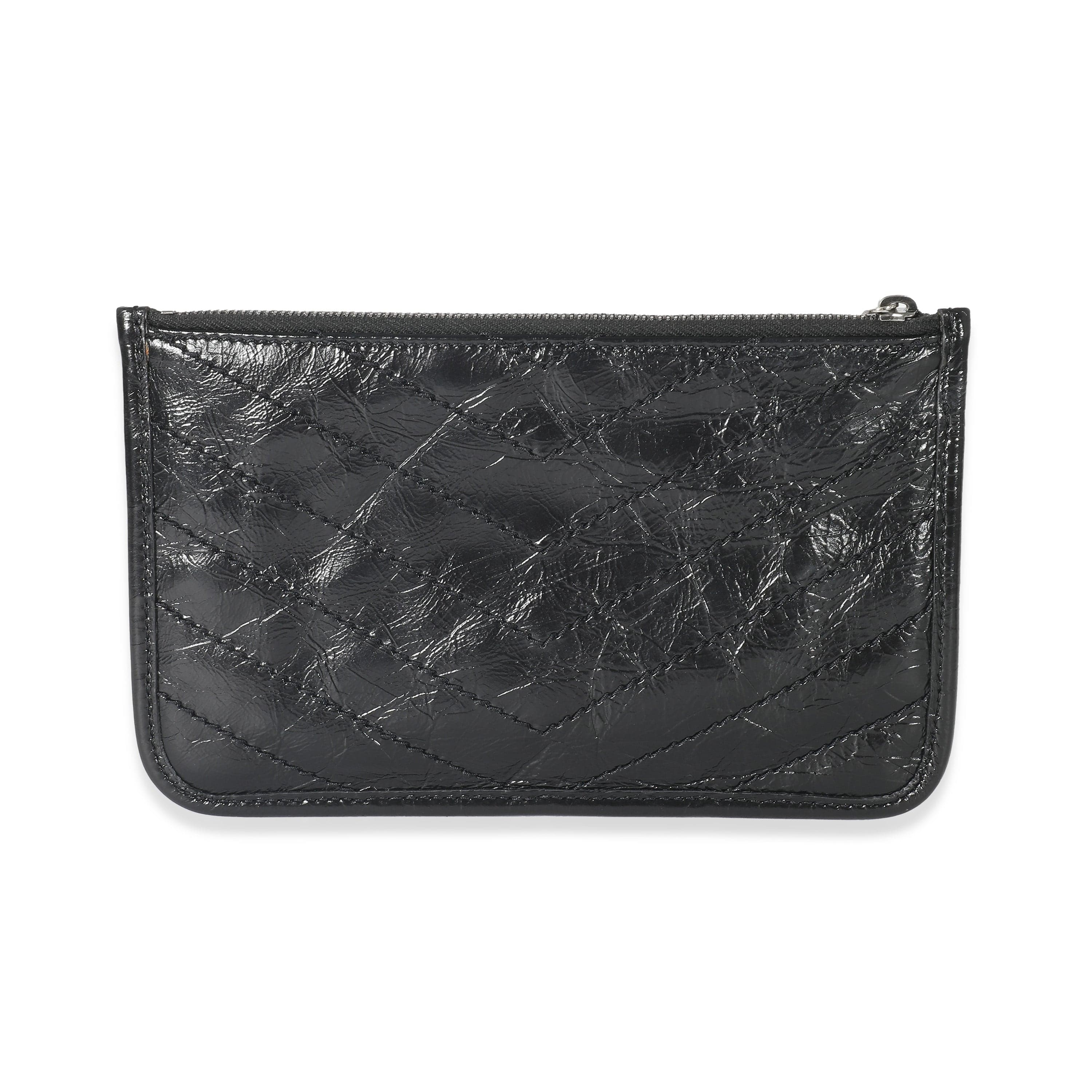 Saint Laurent Saint Laurent Black Crinkled Calfskin Matelasse Niki Bill Pouch