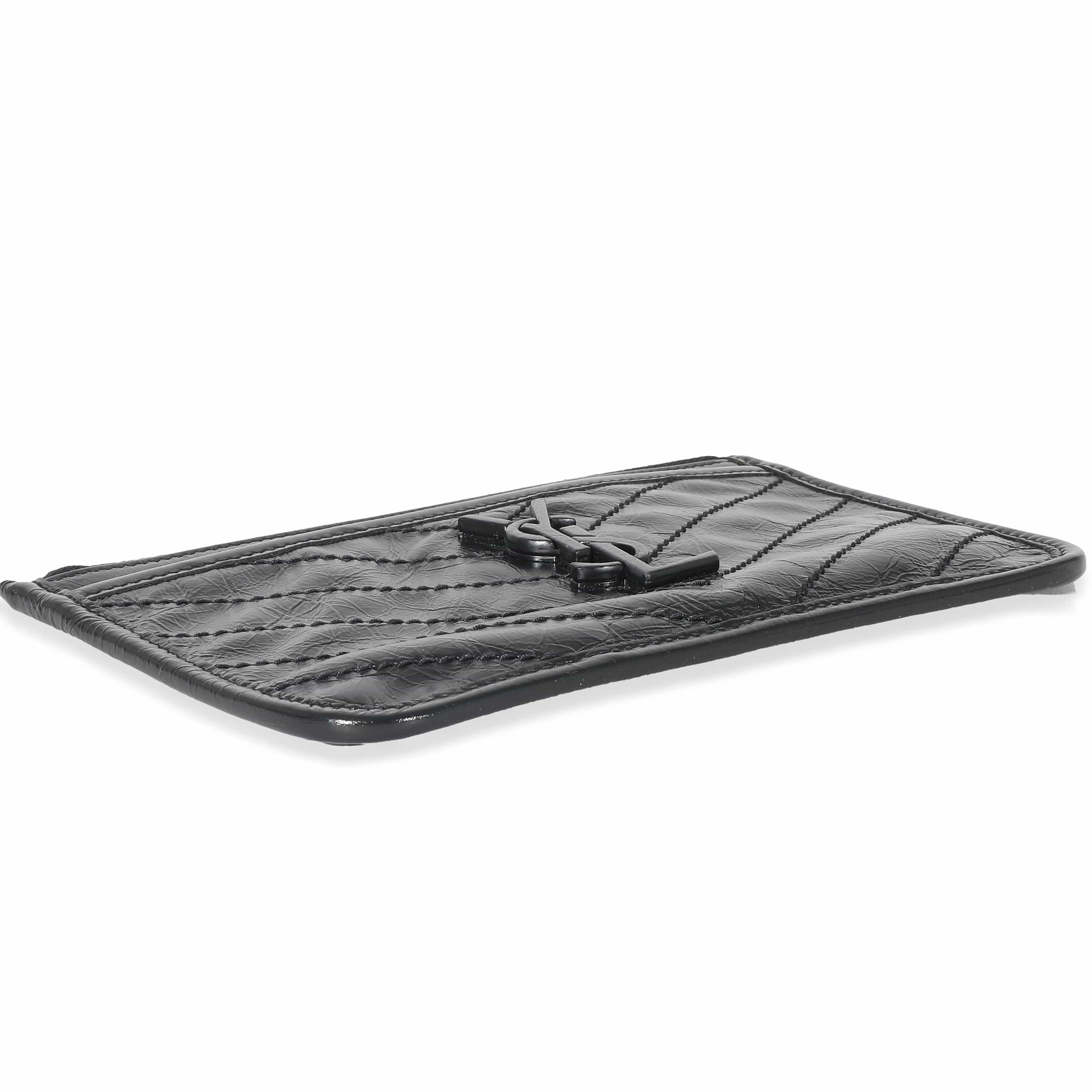 Saint Laurent Saint Laurent Black Crinkled Calfskin Matelasse Niki Bill Pouch