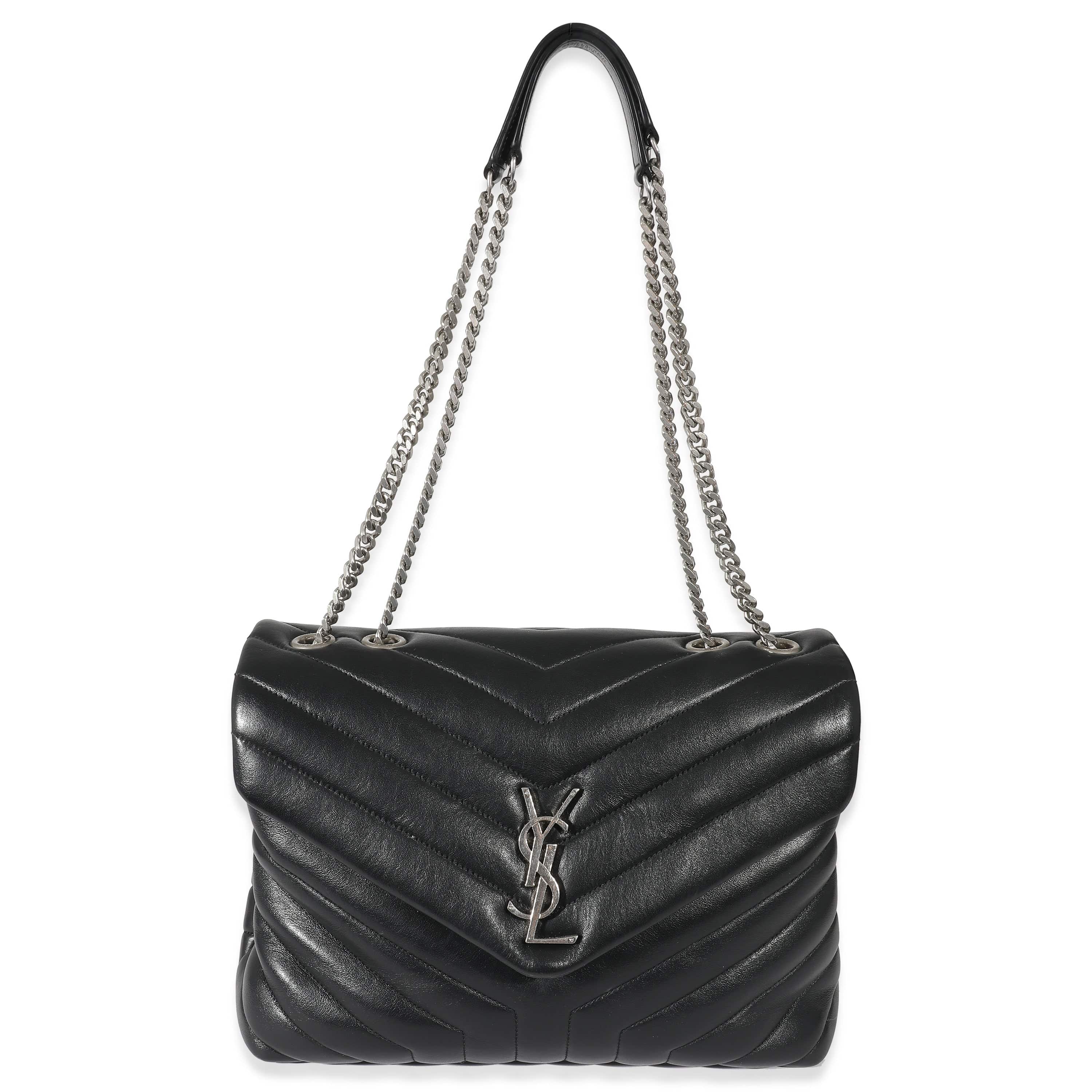 Saint Laurent Saint Laurent Black Matelassé Leather Medium Loulou Bag