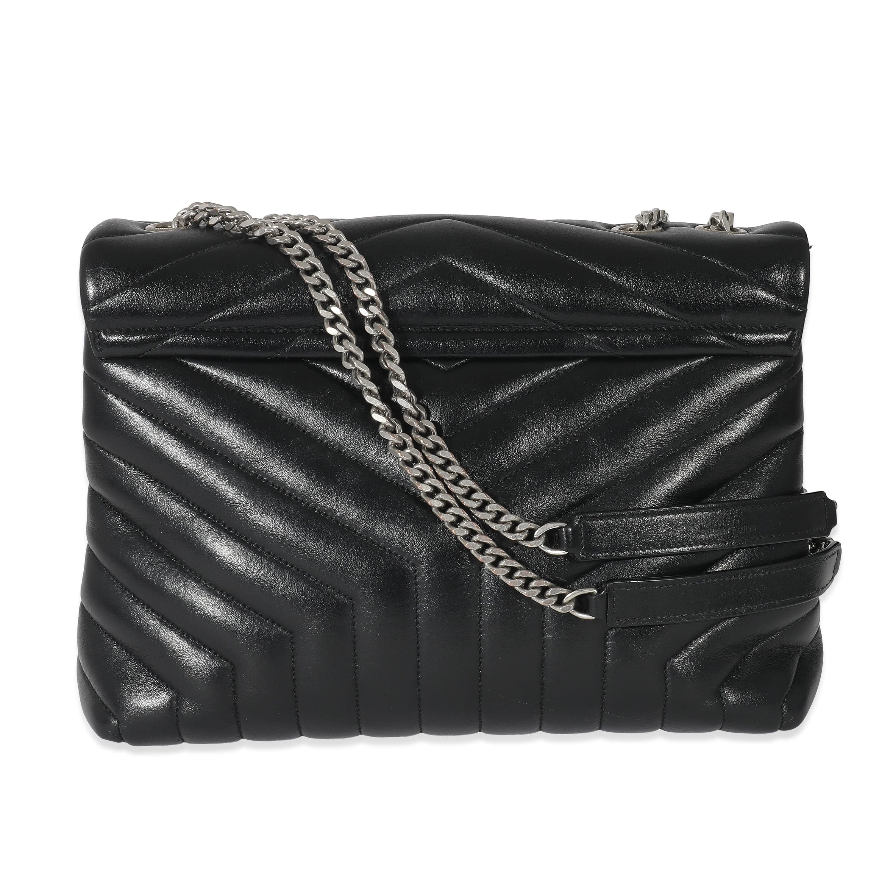 Saint Laurent Saint Laurent Black Matelassé Leather Medium Loulou Bag