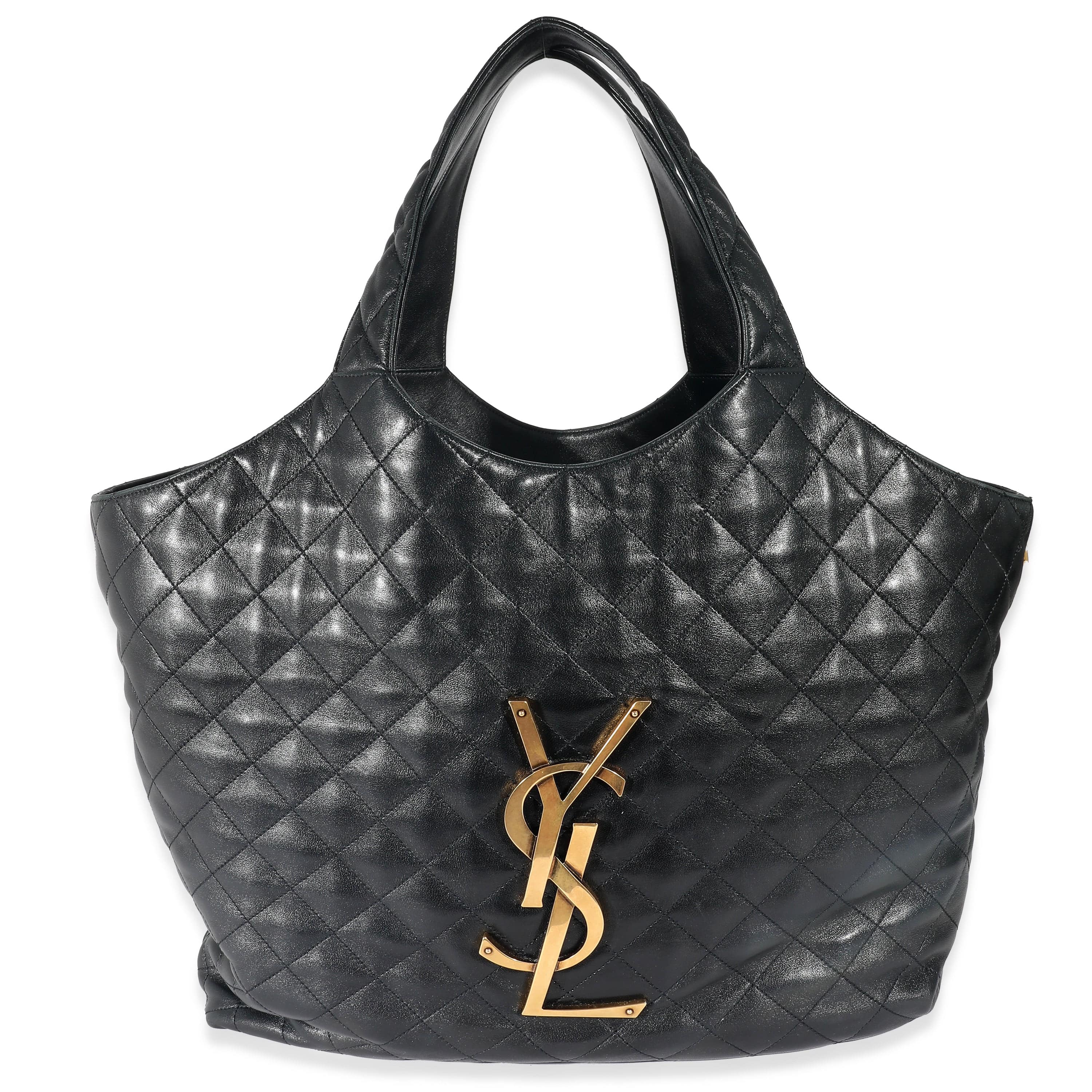 Saint Laurent Saint Laurent Black Quilted Lambskin ICare Maxi Shopping Bag