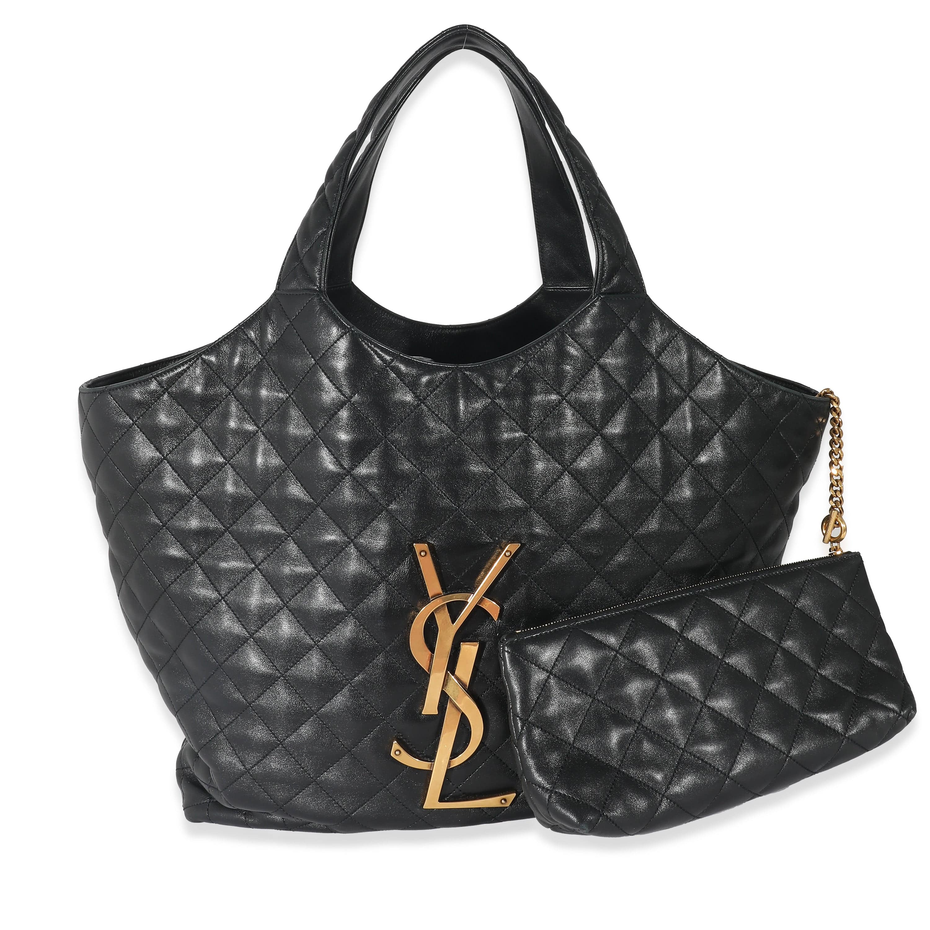 Saint Laurent Saint Laurent Black Quilted Lambskin ICare Maxi Shopping Bag