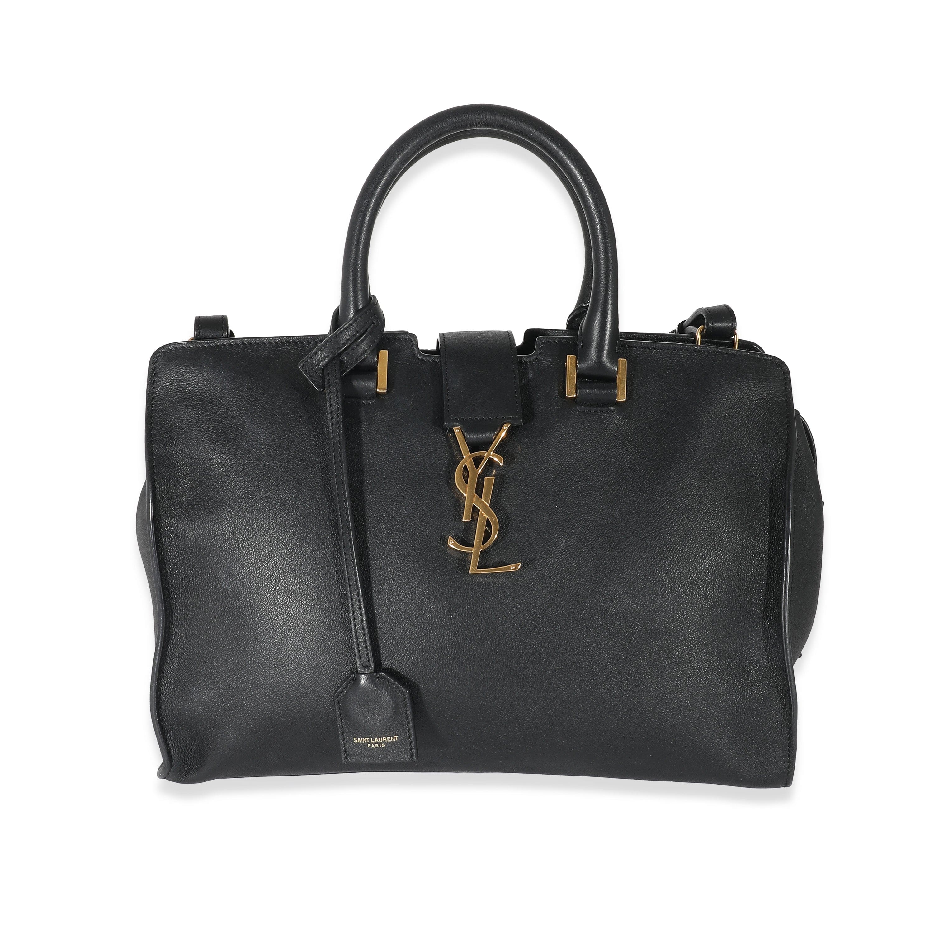 Saint Laurent Saint Laurent Black Smooth Calfskin Small Monogram Cabas