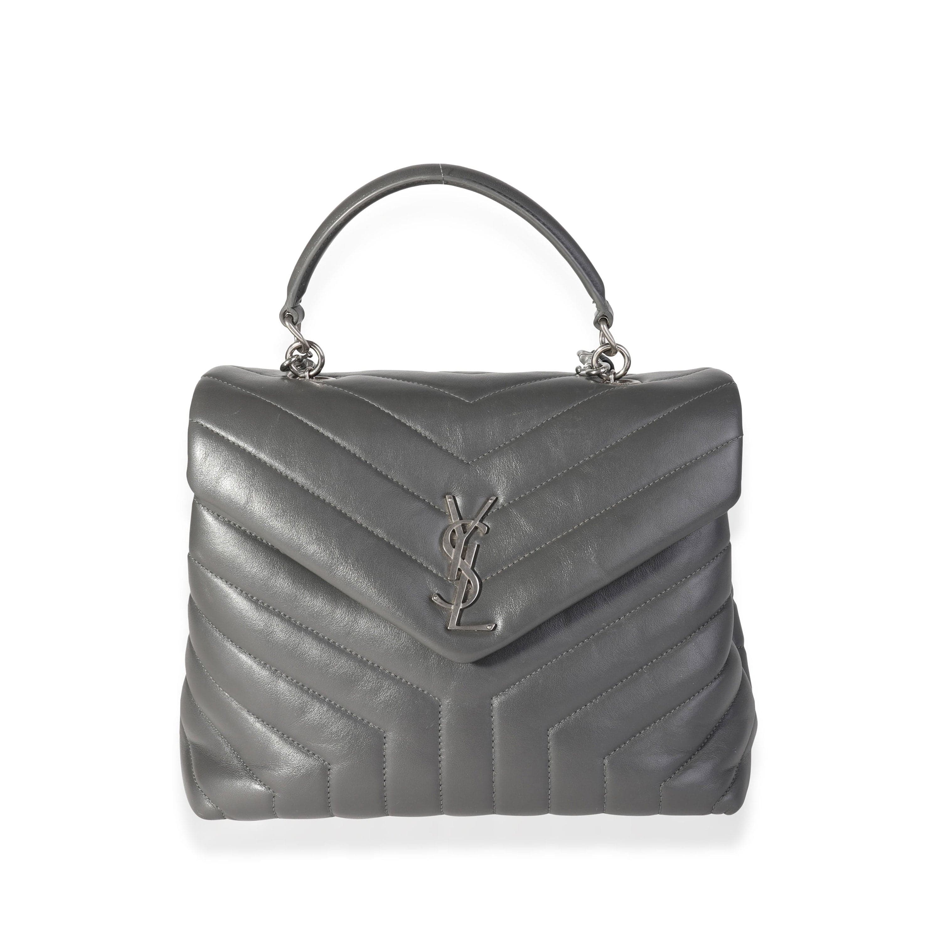 Saint Laurent Saint Laurent Grey Matelassé Calfskin Top Handle Loulou Bag