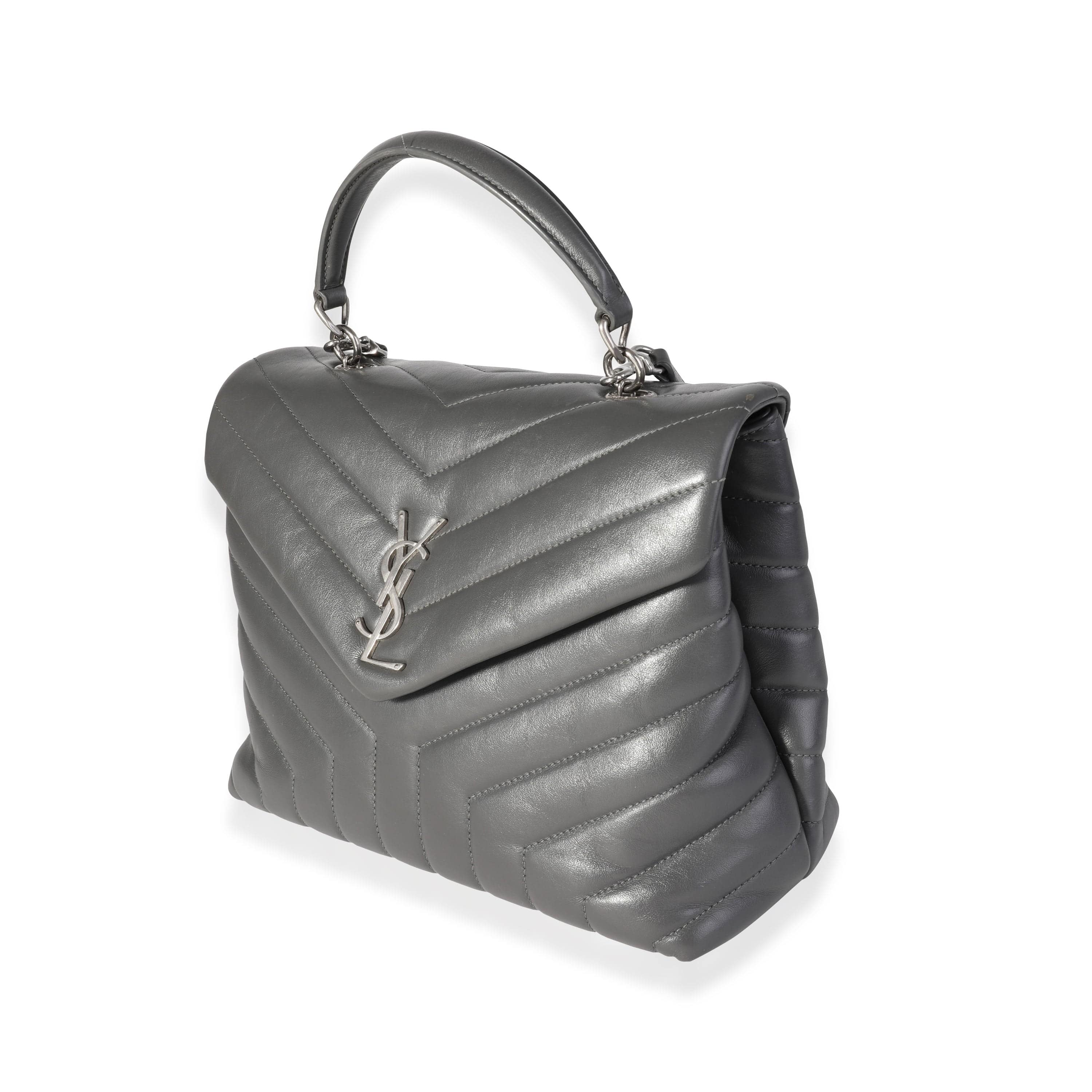 Saint Laurent Saint Laurent Grey Matelassé Calfskin Top Handle Loulou Bag