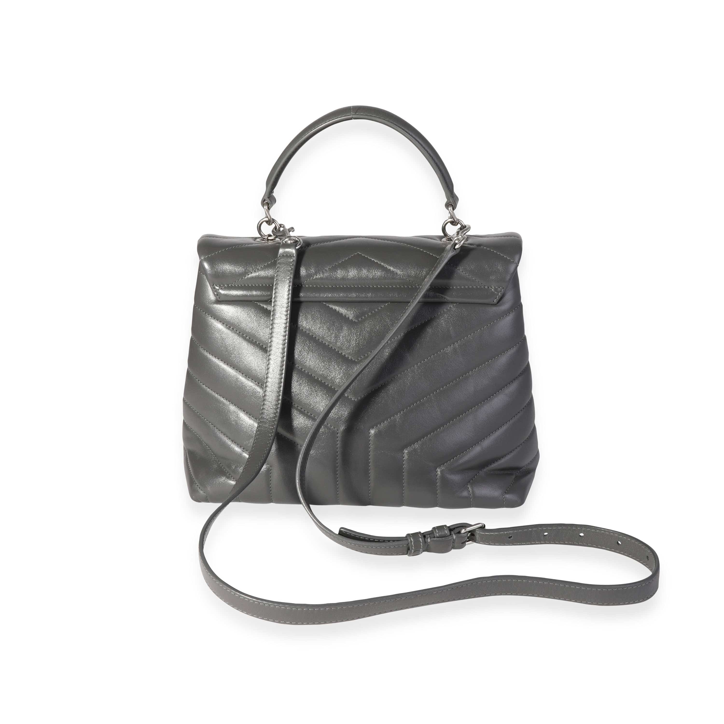 Saint Laurent Saint Laurent Grey Matelassé Calfskin Top Handle Loulou Bag