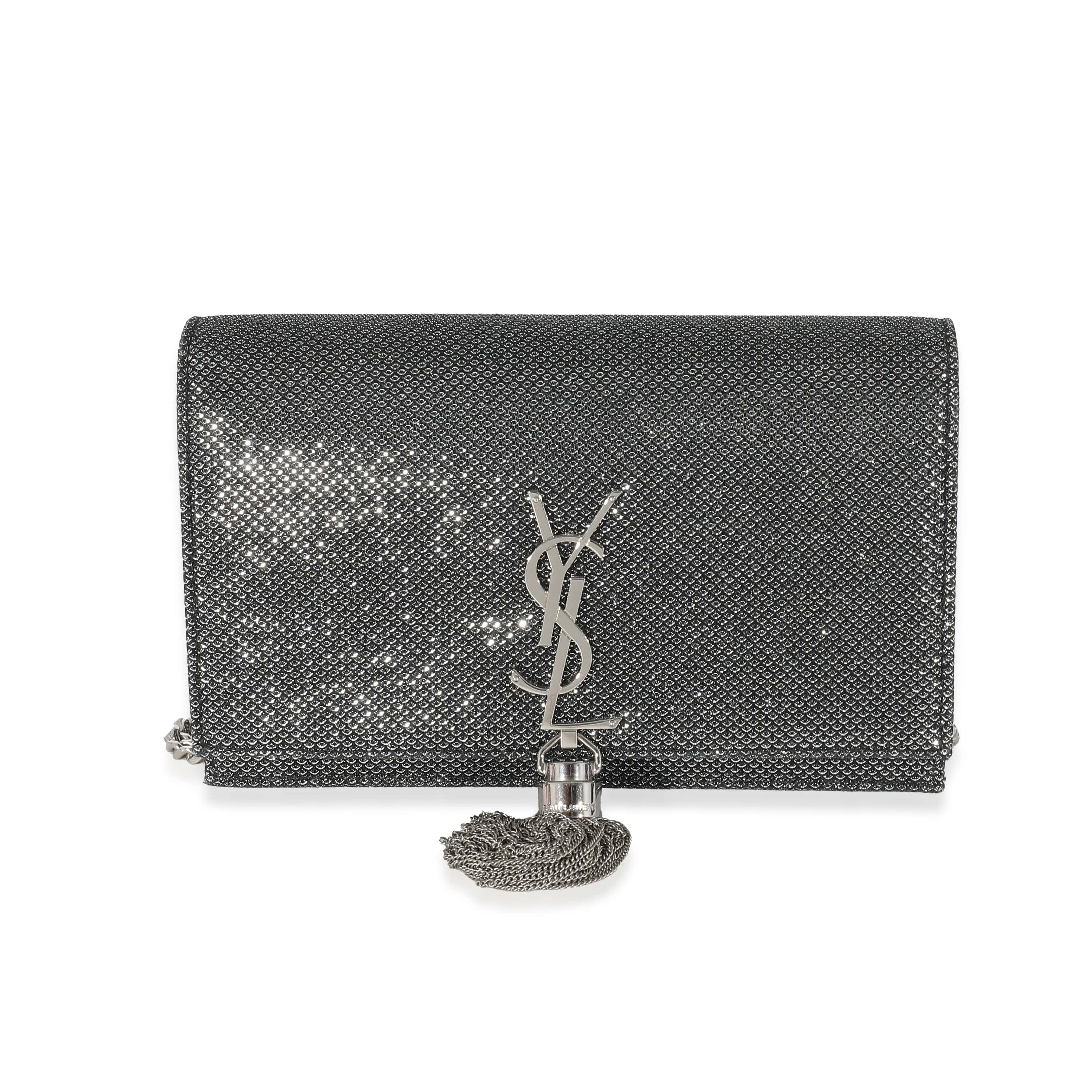 Saint Laurent Saint Laurent Silver Embossed Kate Tassel Chain Wallet